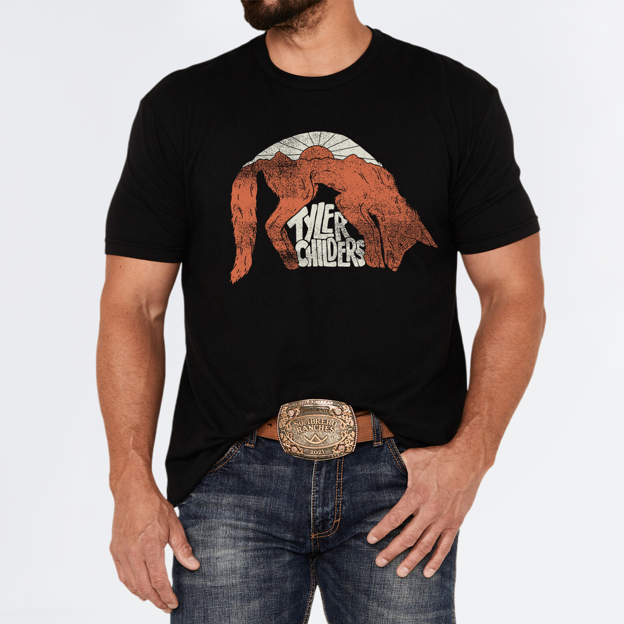 Tyler Childers Sunset and Wolf T-shirt