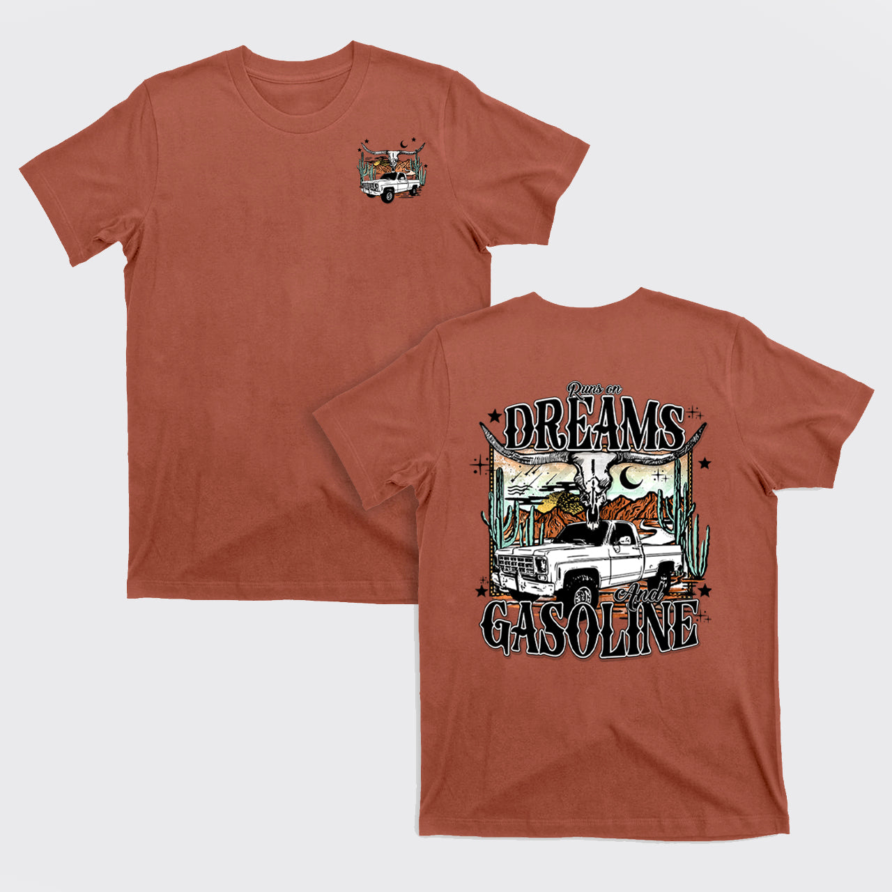 Runs On Dreams And Gasoline Country Cowboy T-Shirts