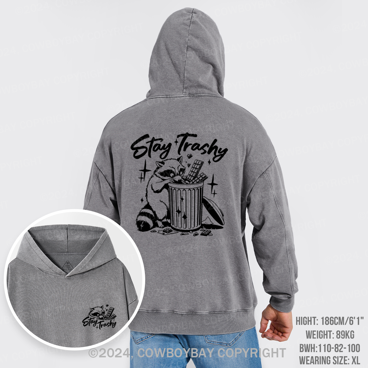 Retro Stay Trashy Garment-Dye Hoodies