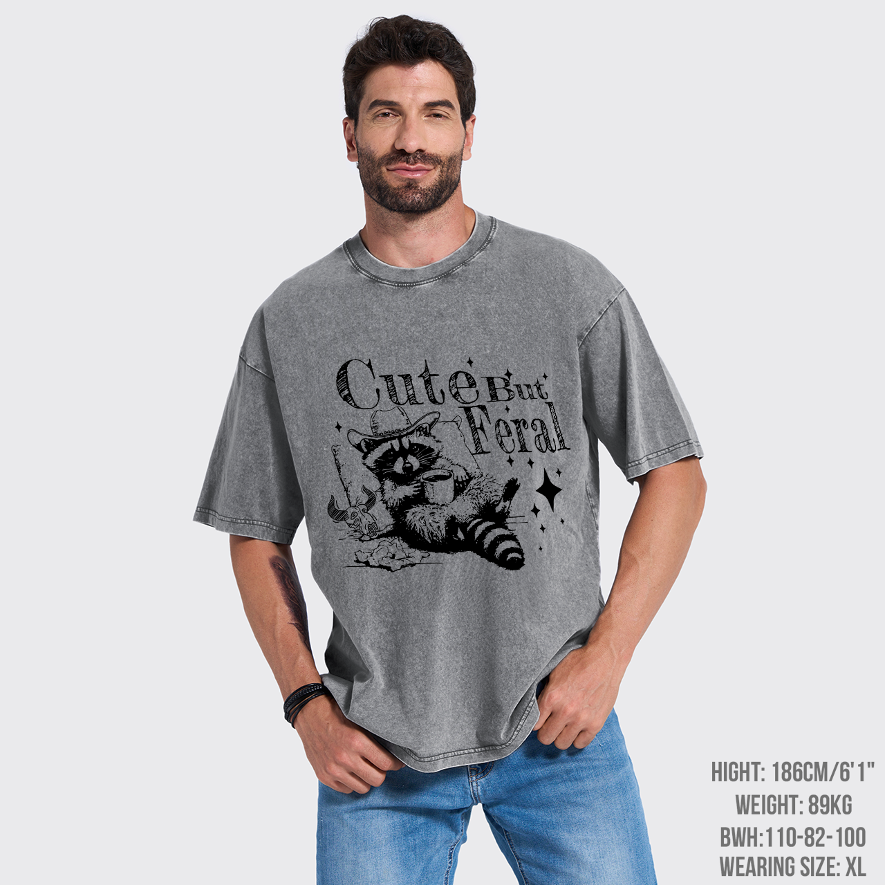 Cute But Feral Raccoon Garment-dye Tees