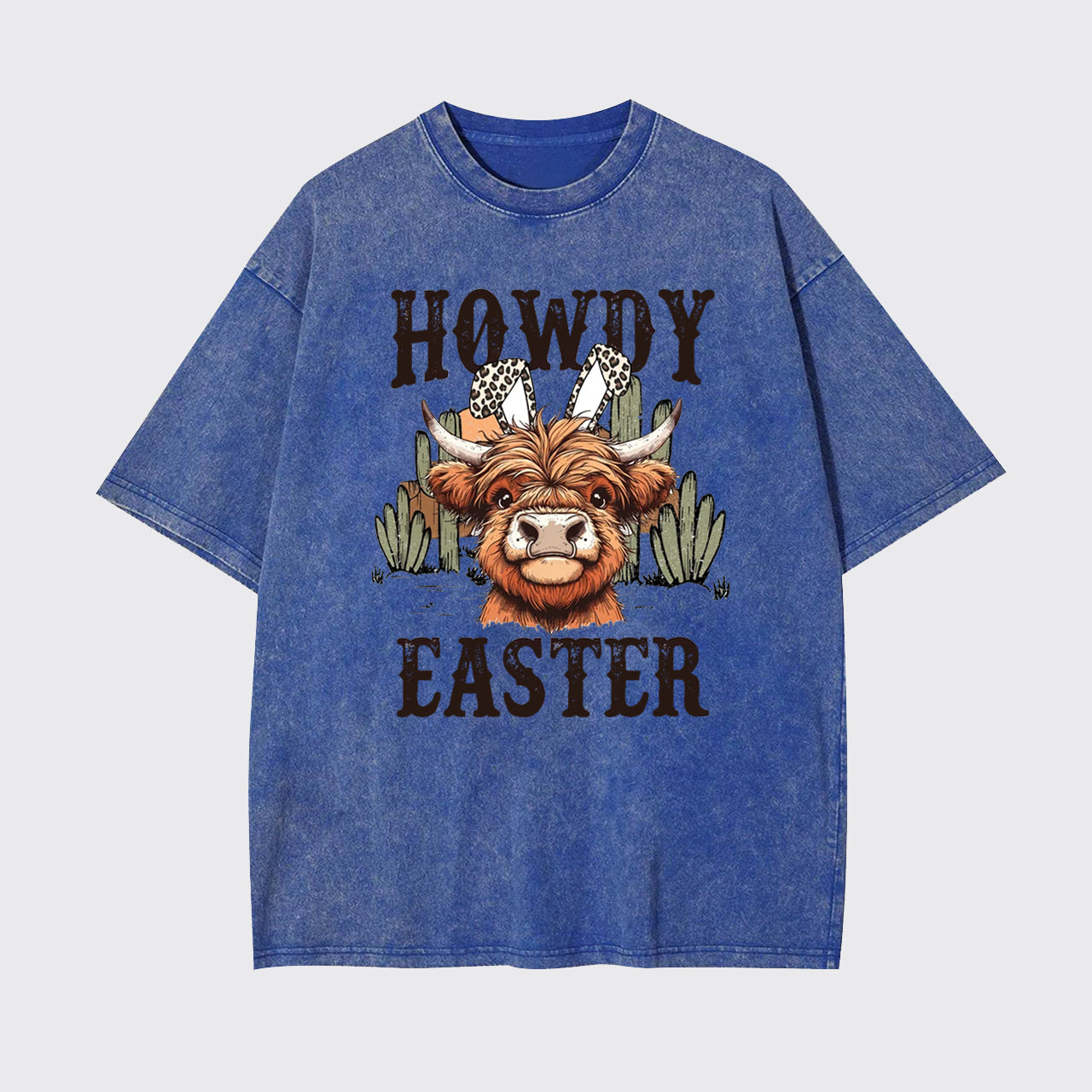 Cute Highland Cow Easter Garment-dye Tees