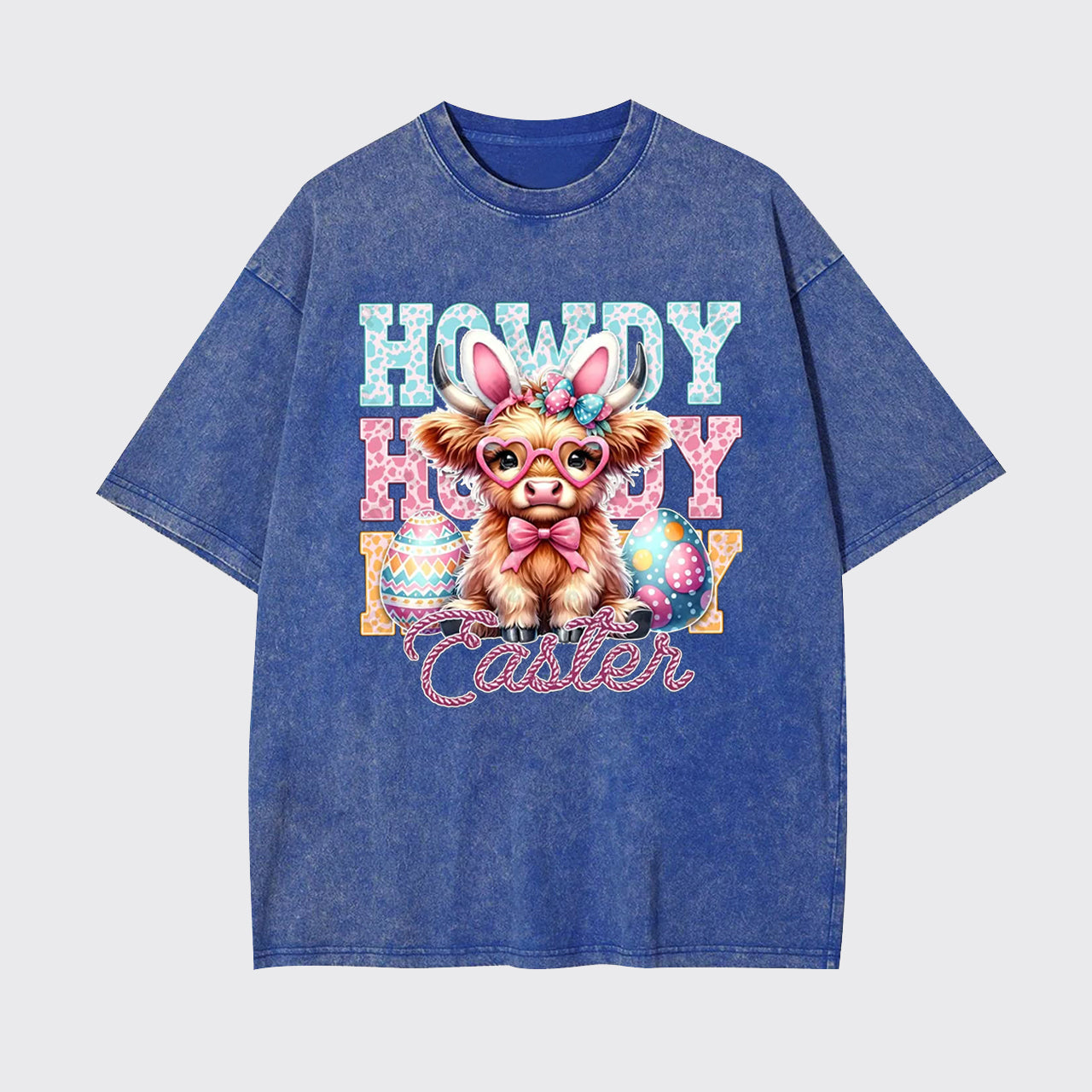 Howdy Easter Cute Highland Cow Garment-dye Tees