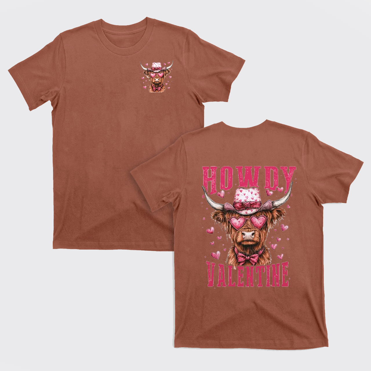 Valentine Highland Cow T-Shirts