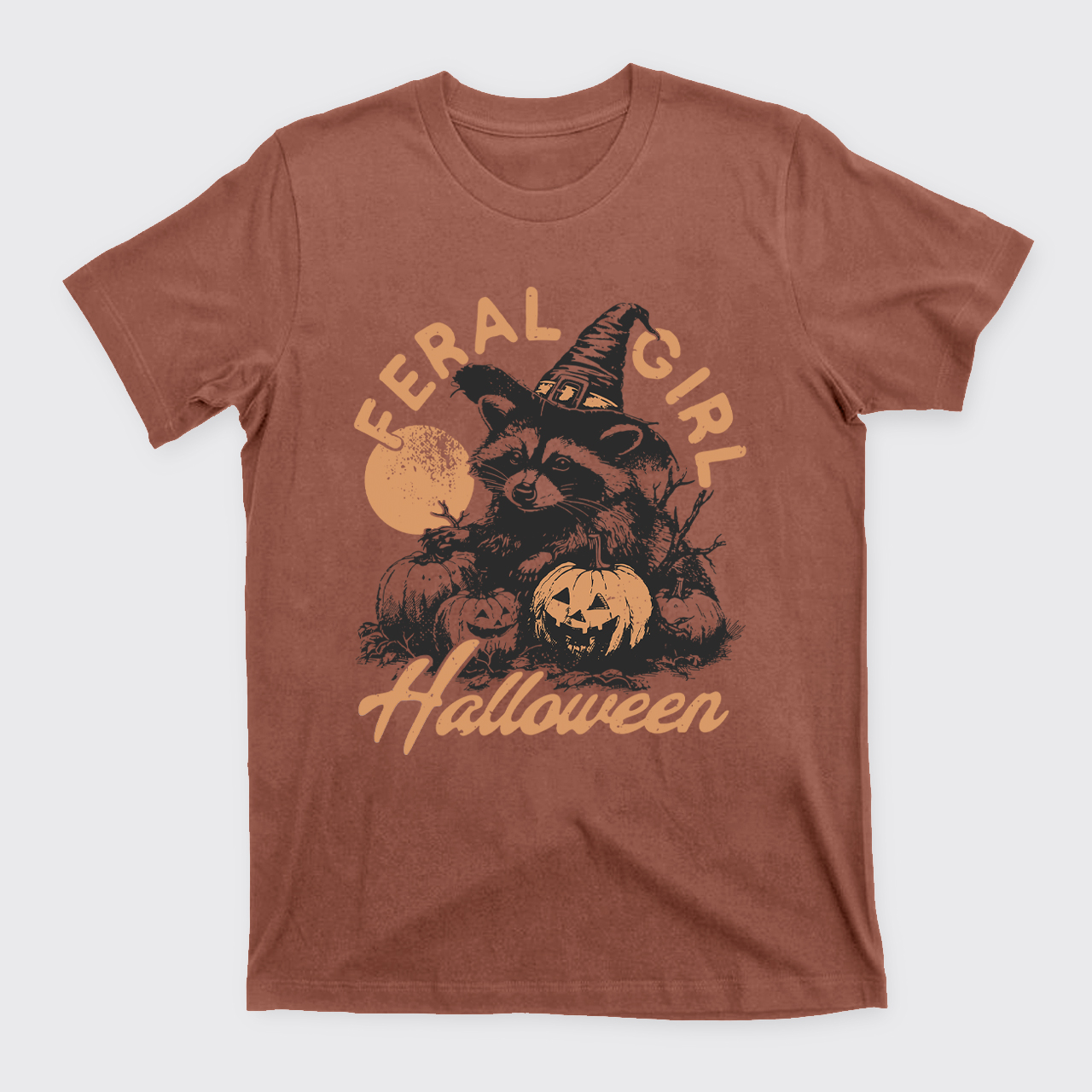 Halloween Feral Girl Raccoon T-Shirts