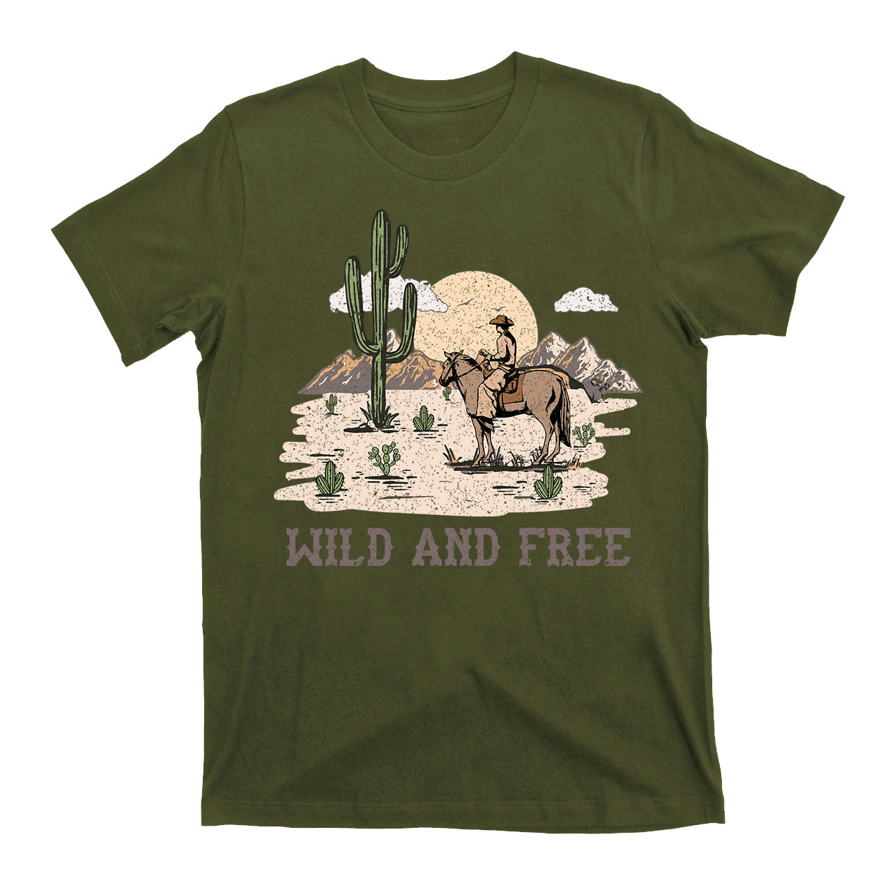 Cowboy On Horseback Free Western T-Shirt