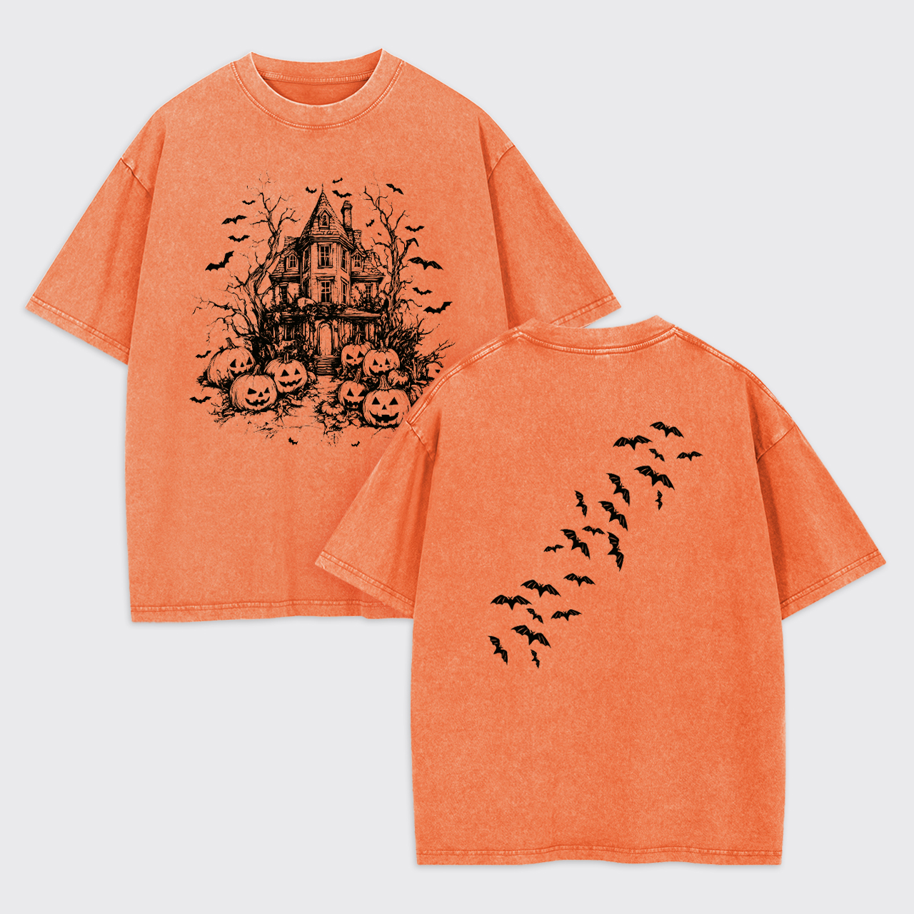 Vintage Haunted House Halloween Garment-dye Tees