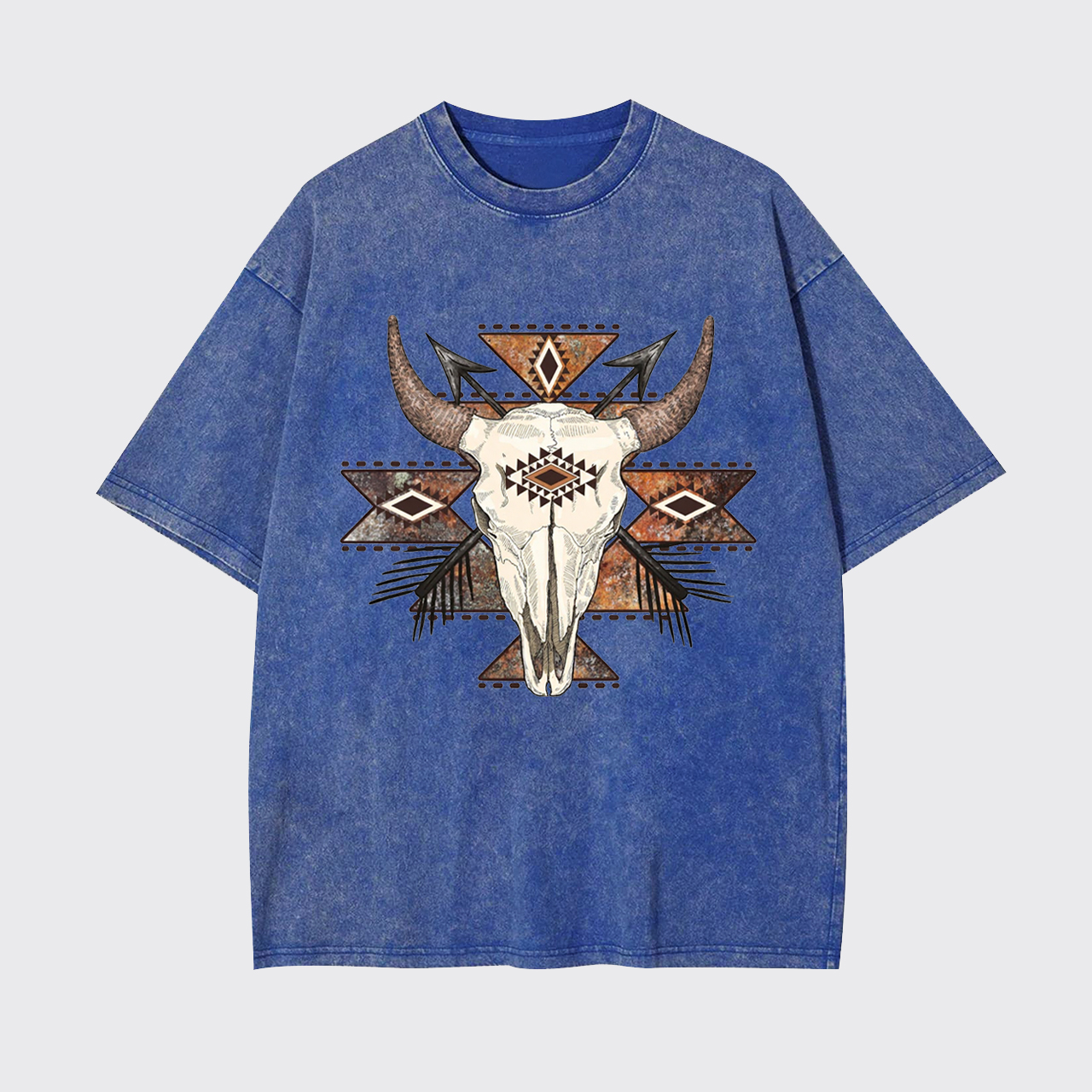 Rustic Aztec Cow Skull Garment-dye Tees