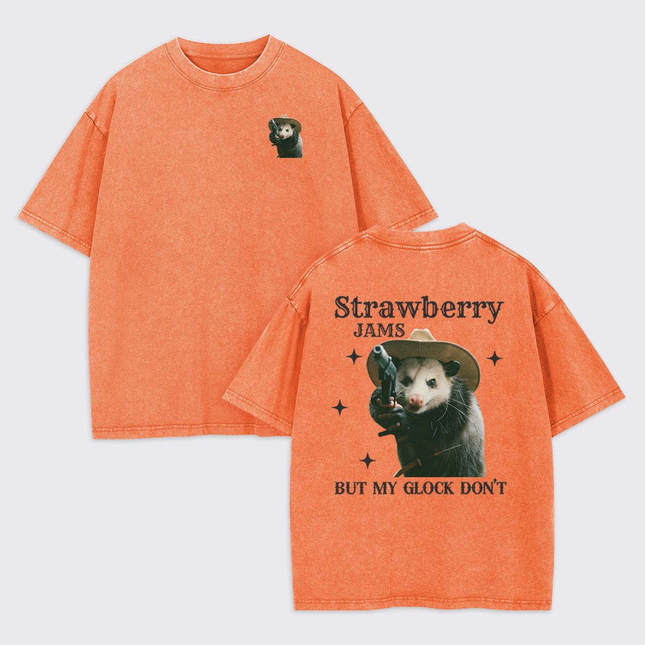 Cowboy Possum-Strawberry Jams But My Glock Don't Garment-dye Tees
