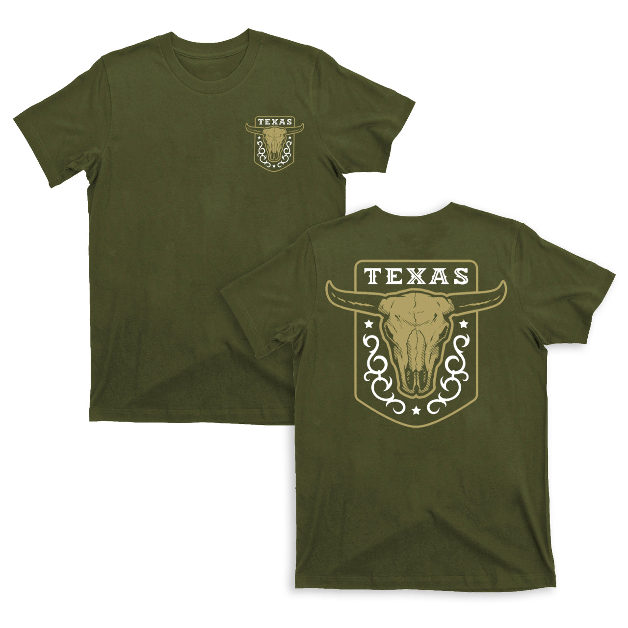 Texas Vintage Emblem With Bull Skull On a Dark T-Shirt
