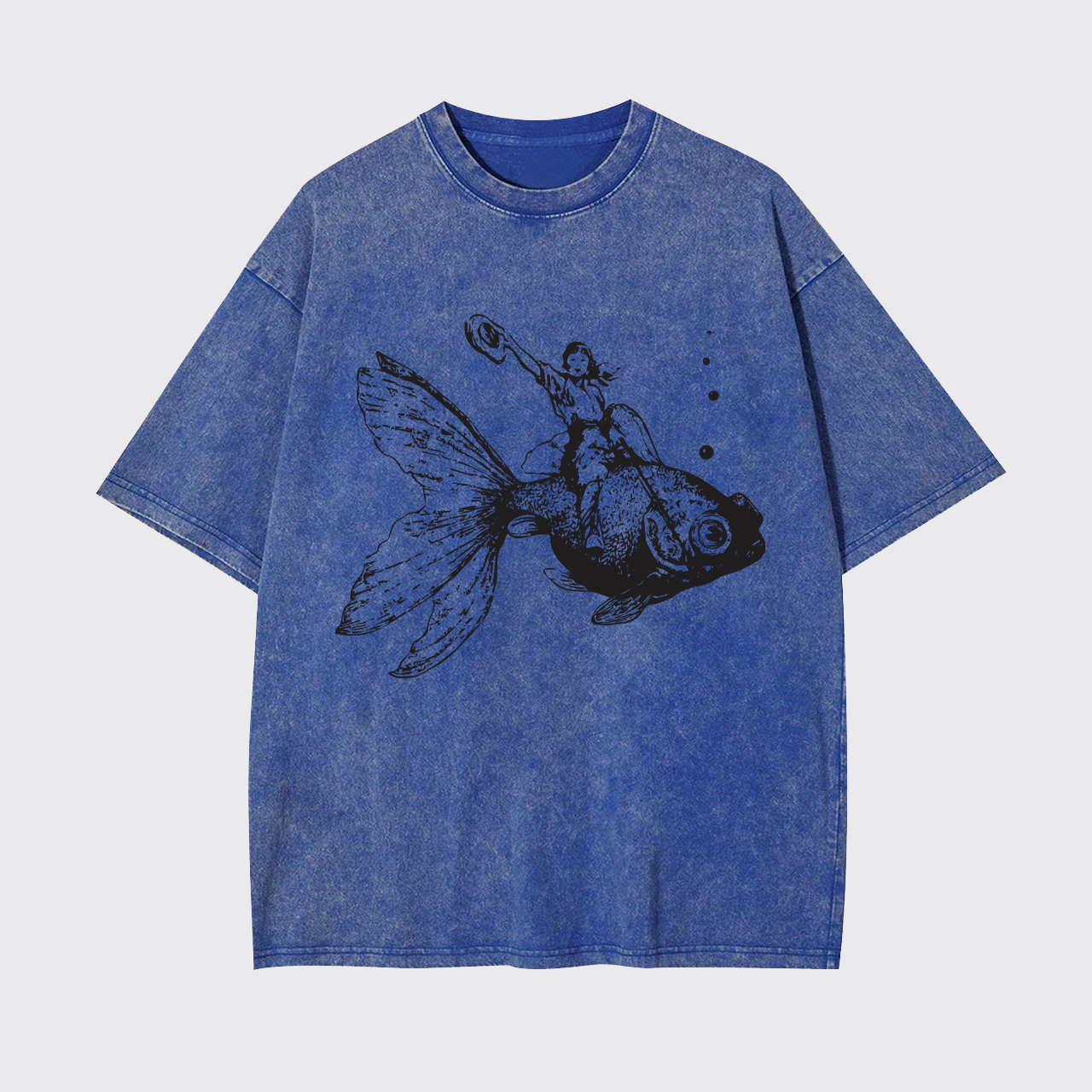 Goldfish-Riding Cowgirl Garment-dye Tees