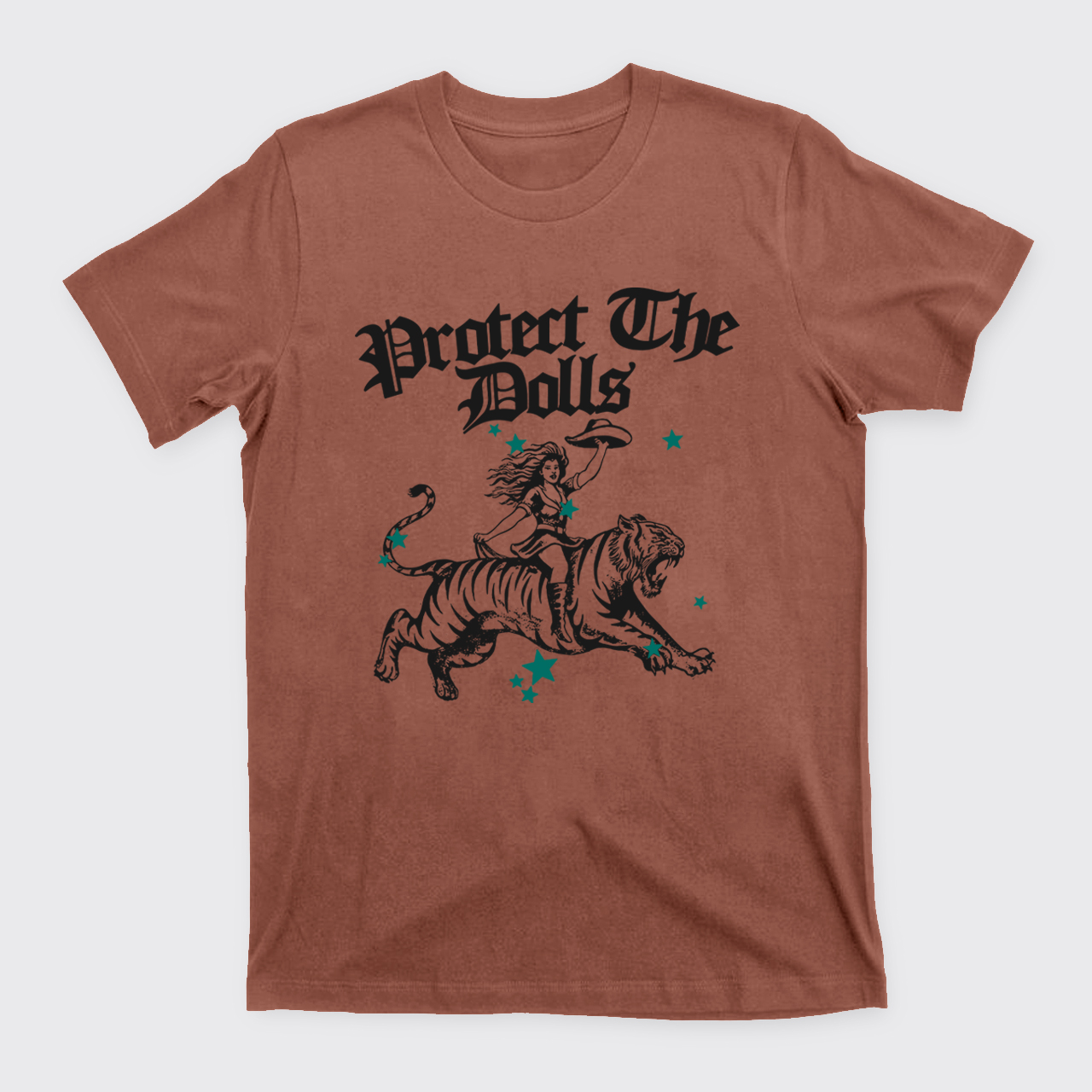 Vintage Cowgirl Riding Tiger T-Shirts