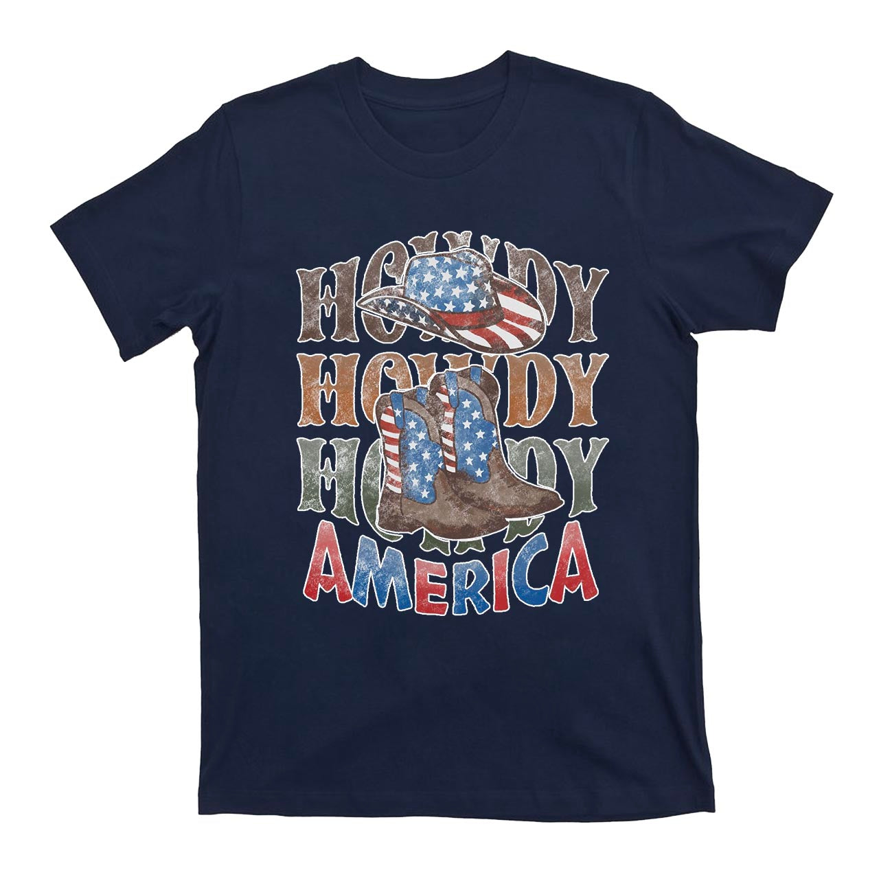 Howdy America Western Hat And Boots Cowboy T-Shirts
