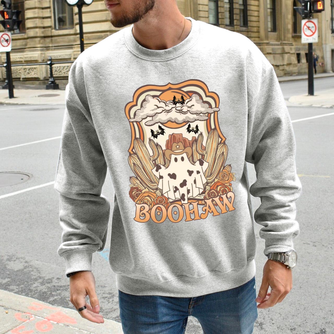 Halloween BooHaw Spooky Season Cowboy Sweatshirt