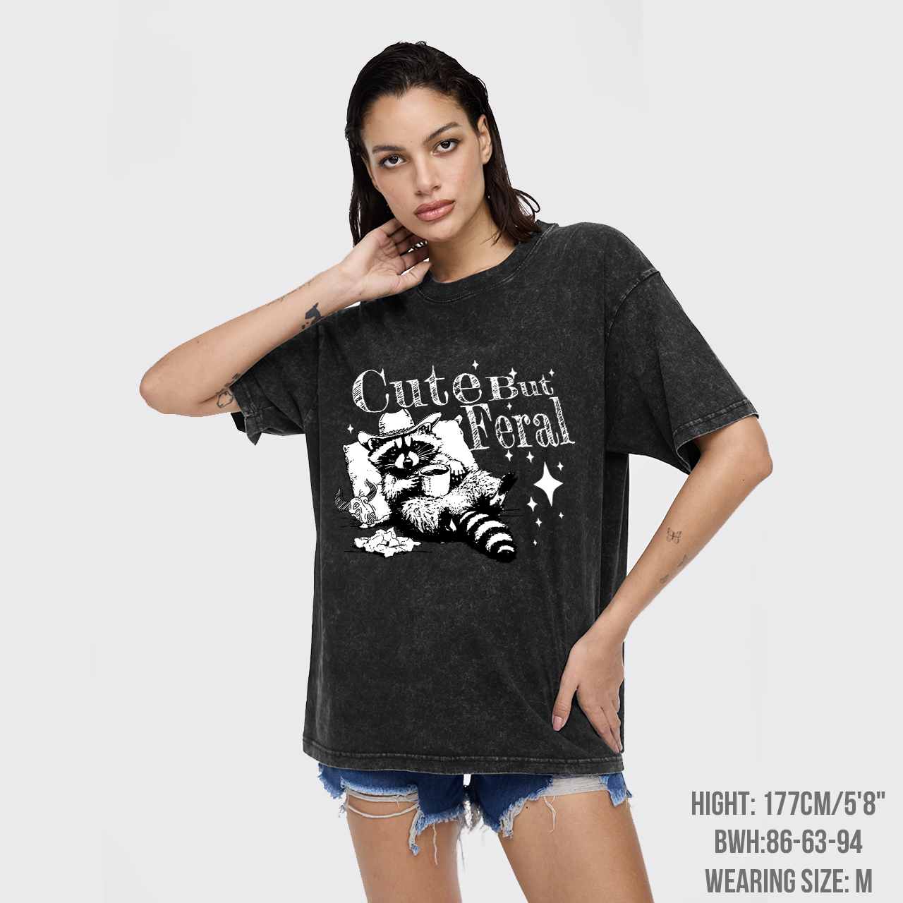 Cute But Feral Raccoon Garment-dye Tees