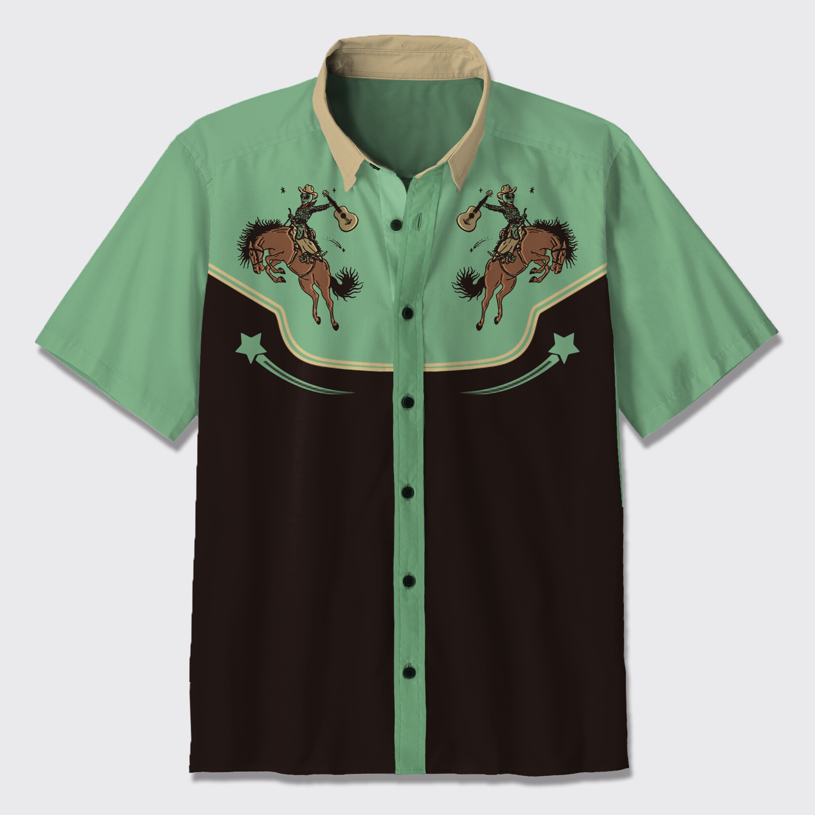 Rodeo Wth Alien Cowboys Button Up Shirts