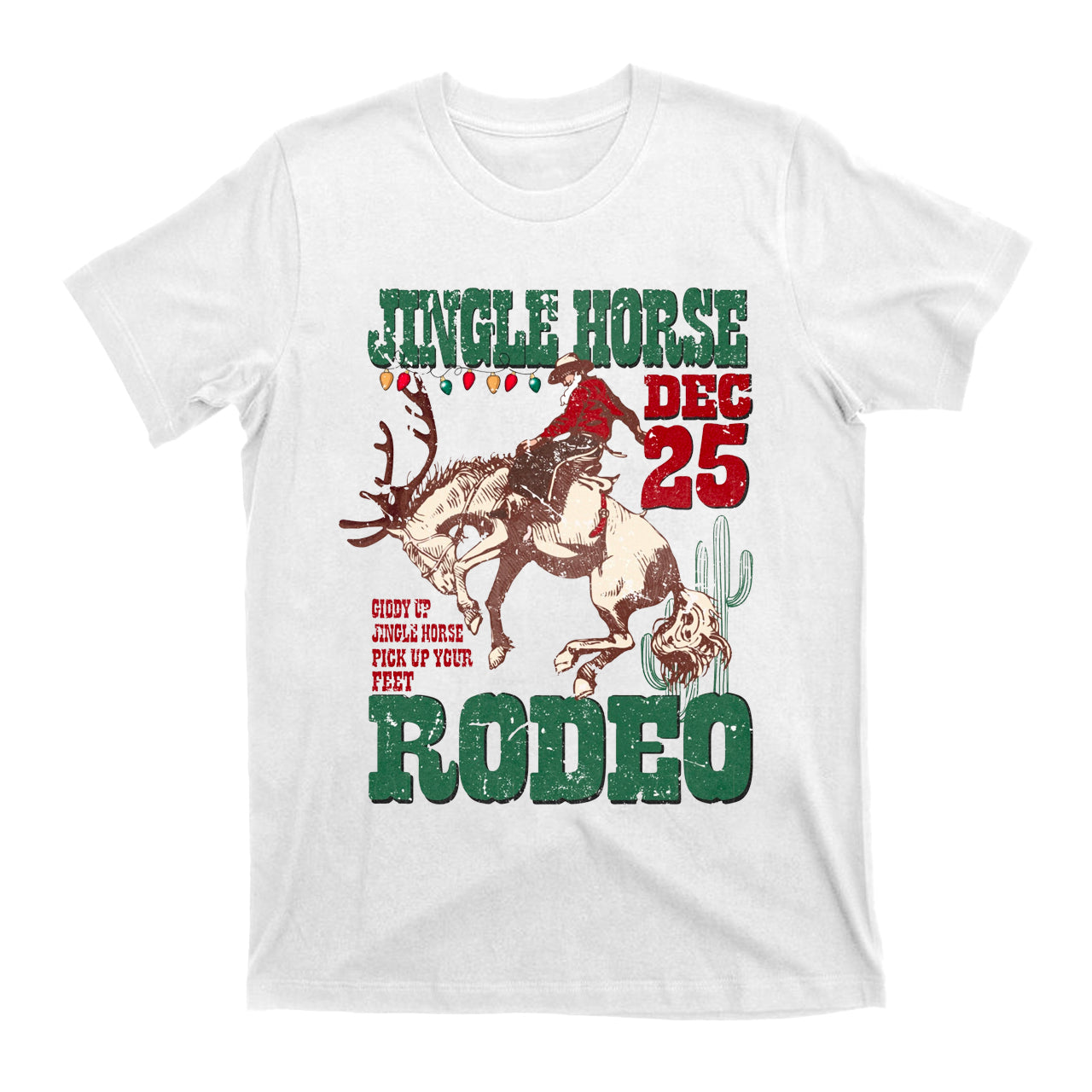 Jingle Horse Cowboy Santa Christmas Cotton T-Shirts
