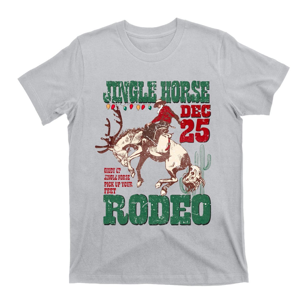Jingle Horse Cowboy Santa Christmas Cotton T-Shirts