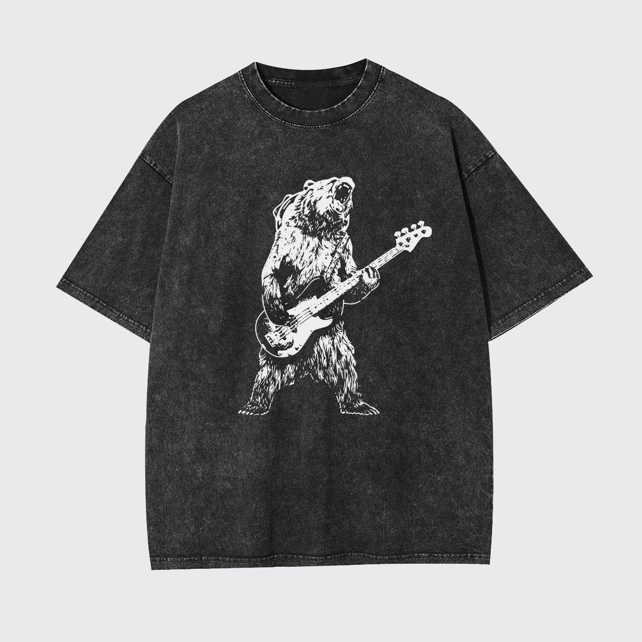 Bear Playing Bass Guitar Garment-dye Tees