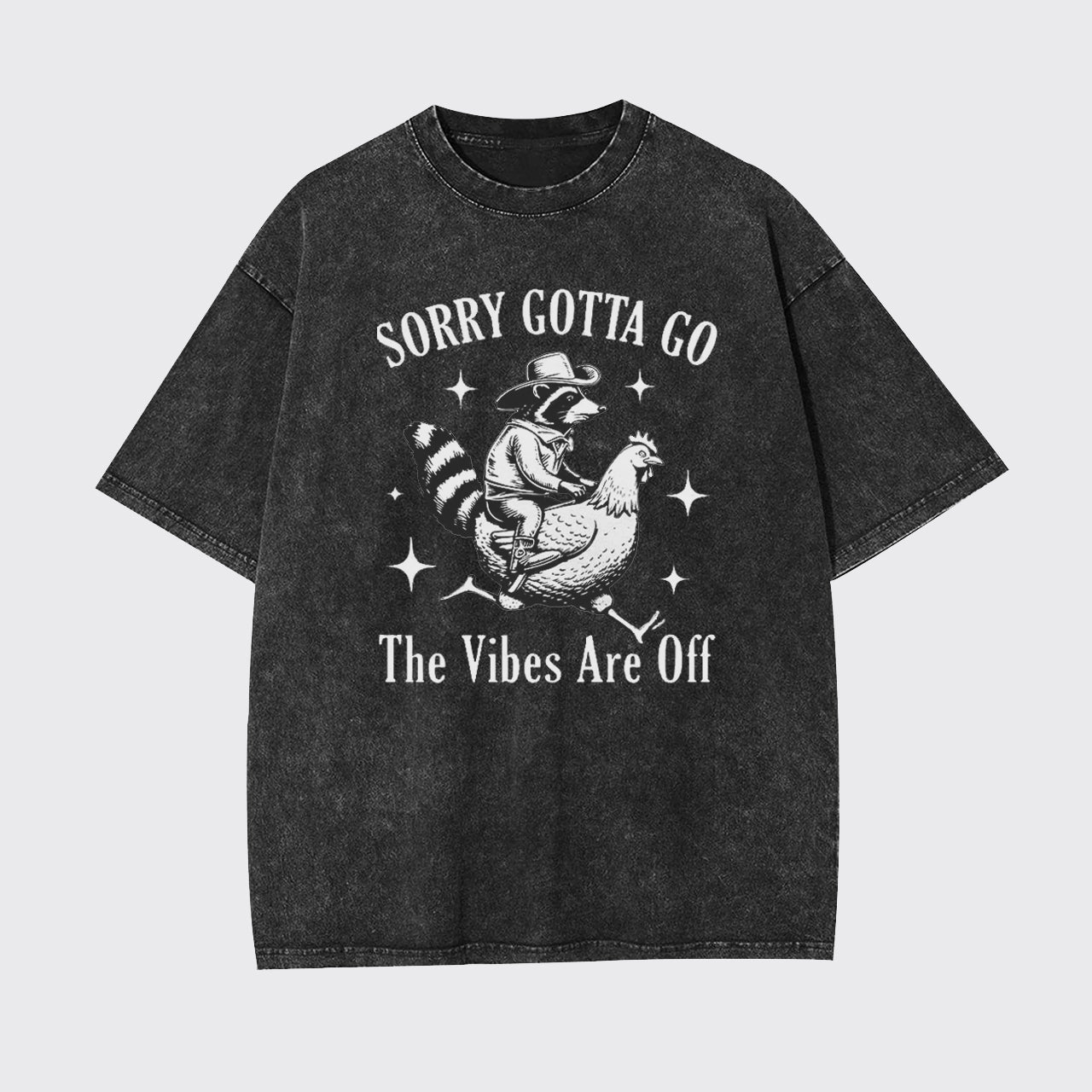 Cowboy Raccon Riding A Chicken Garment-dye Tees