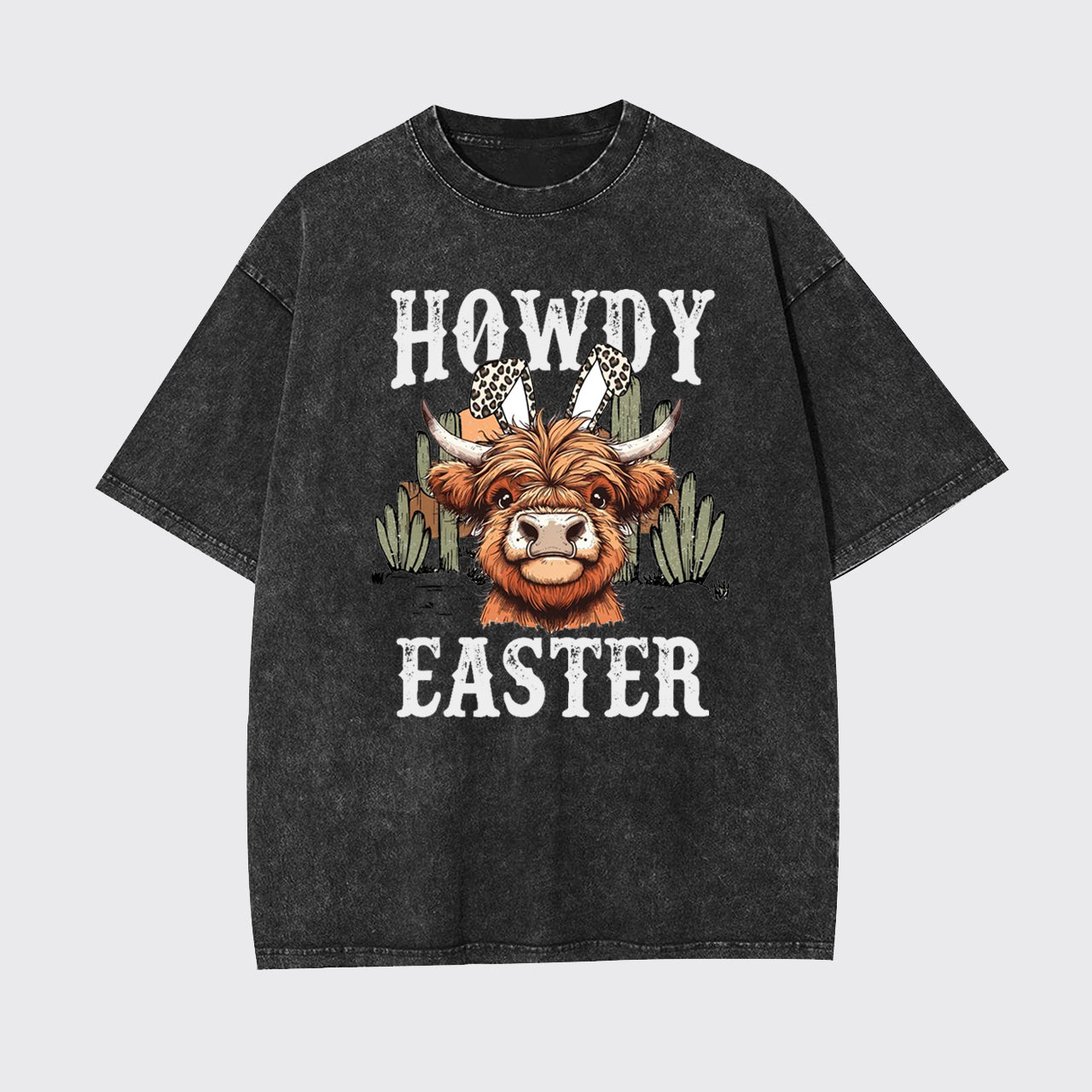 Cute Highland Cow Easter Garment-dye Tees