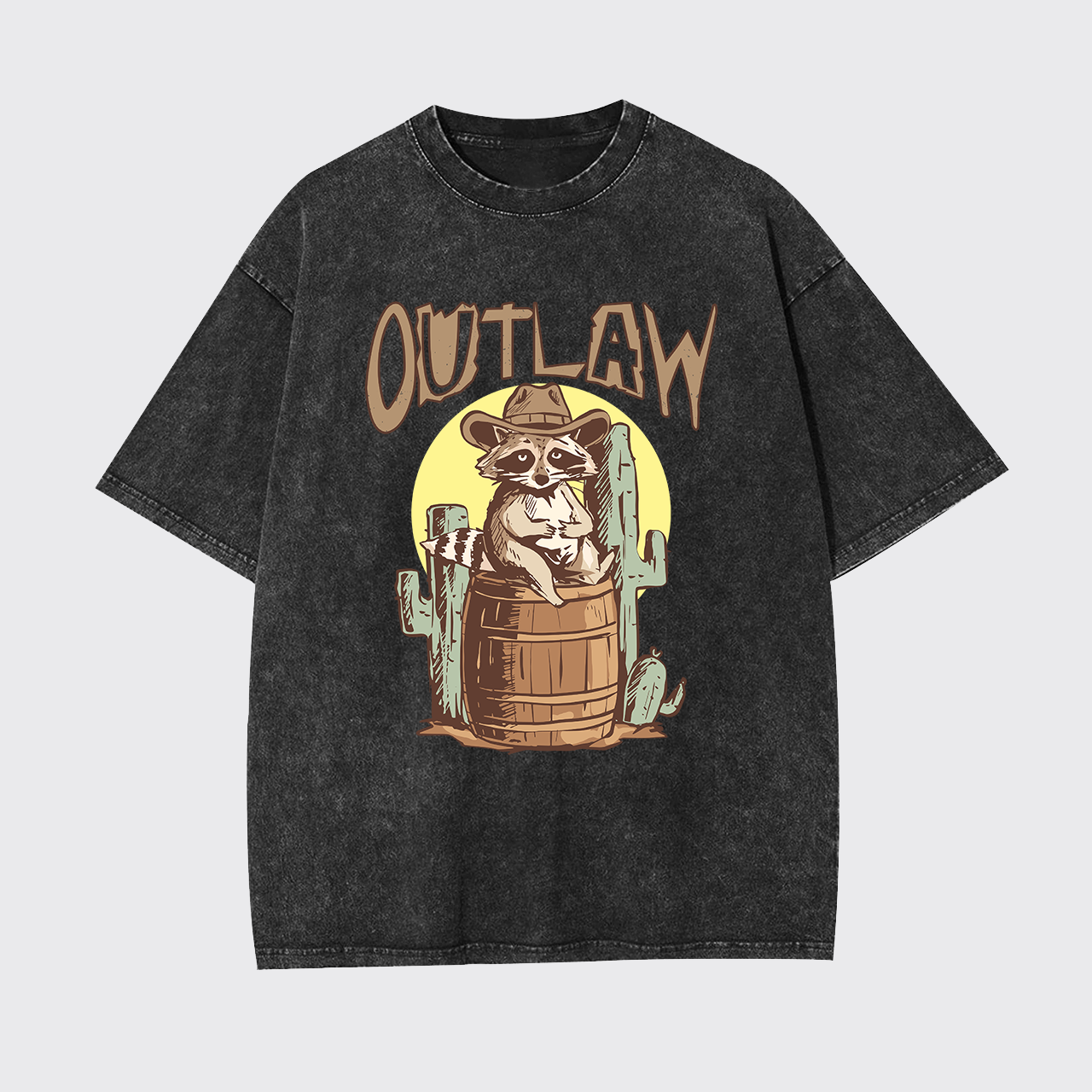 Retro Outlaw Raccoon Cowboy Garment-dye Tees