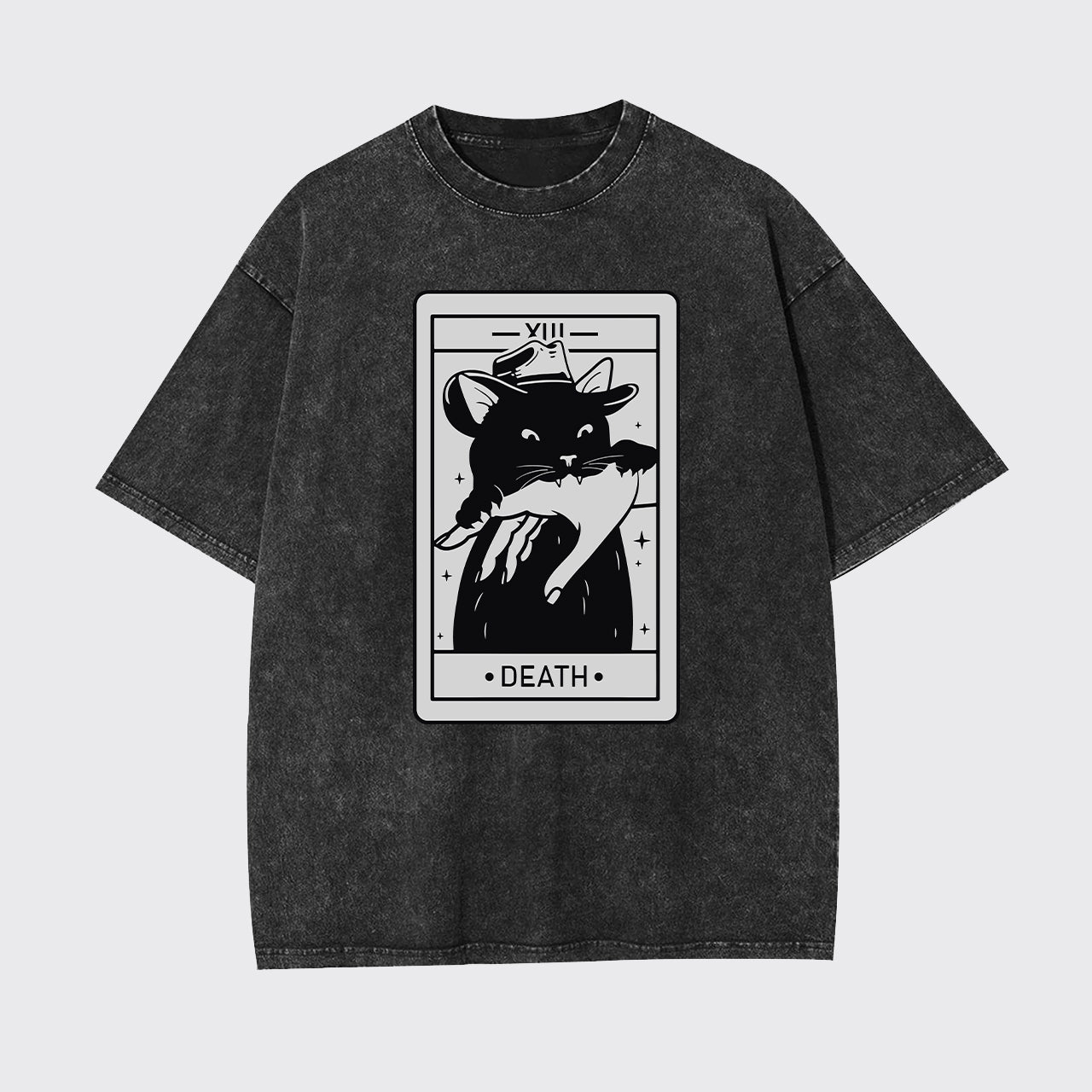 Tarot Death Witchy Cat Garment-dye Tees