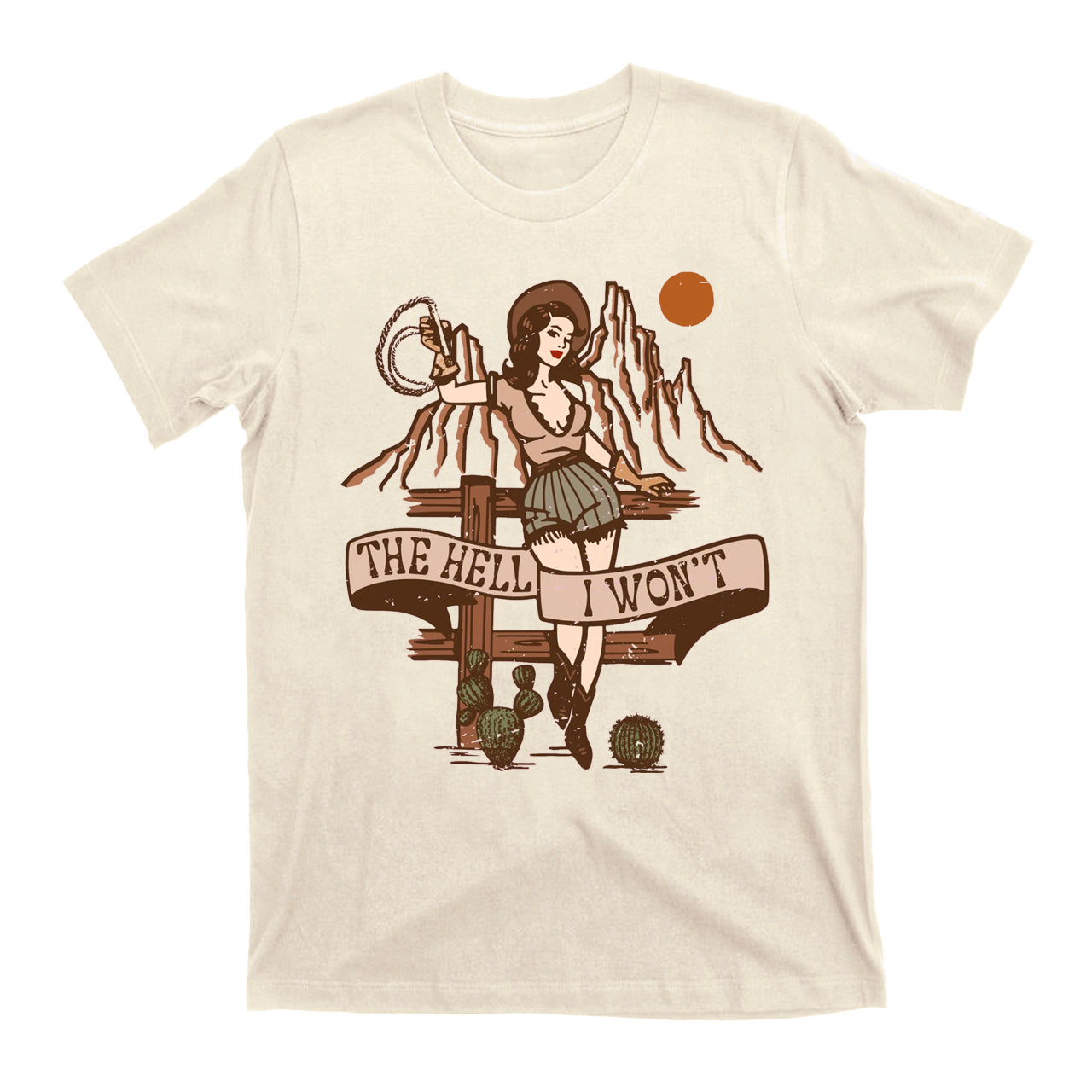 Funny Country Music Vintage T-Shirt-The Hell I Won't