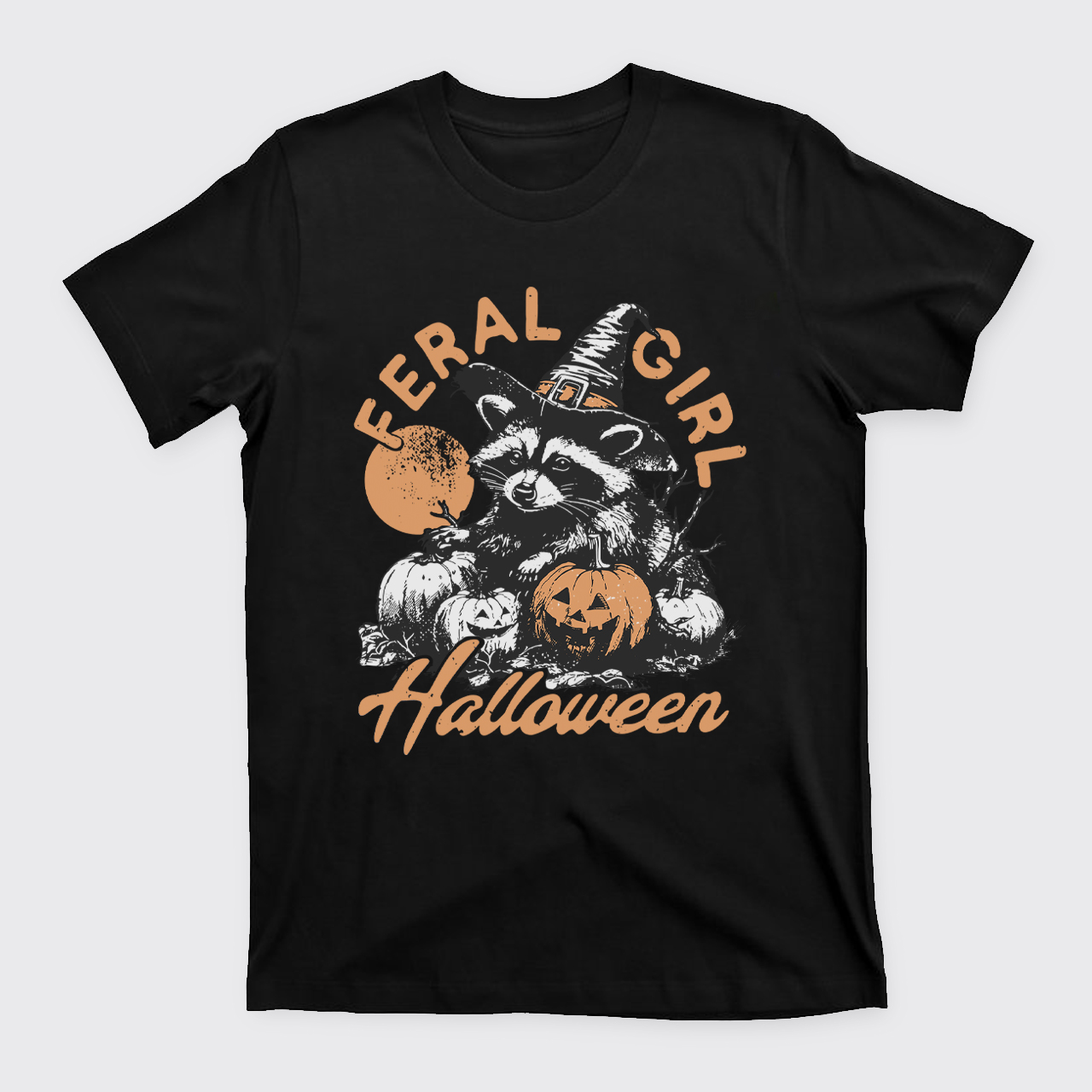 Halloween Feral Girl Raccoon T-Shirts