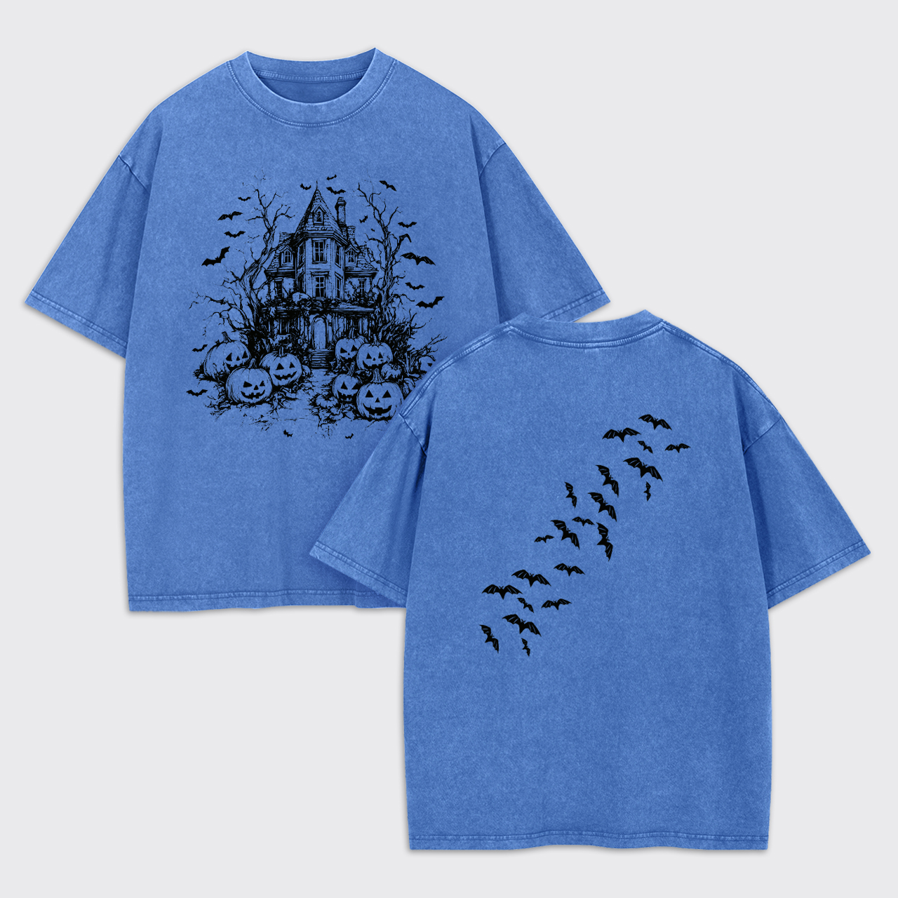 Vintage Haunted House Halloween Garment-dye Tees