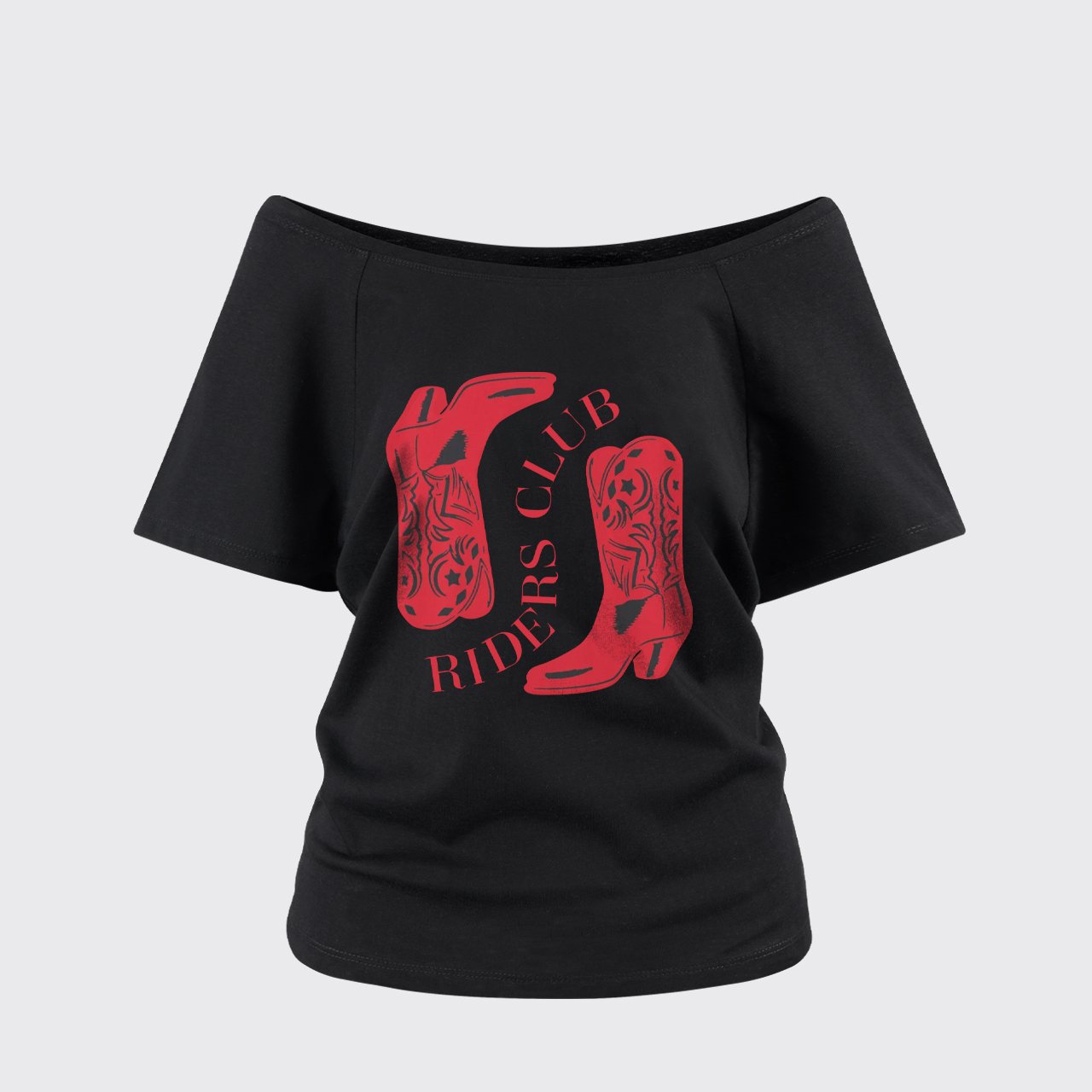 Cowgirl Boots Off Shoulder Top