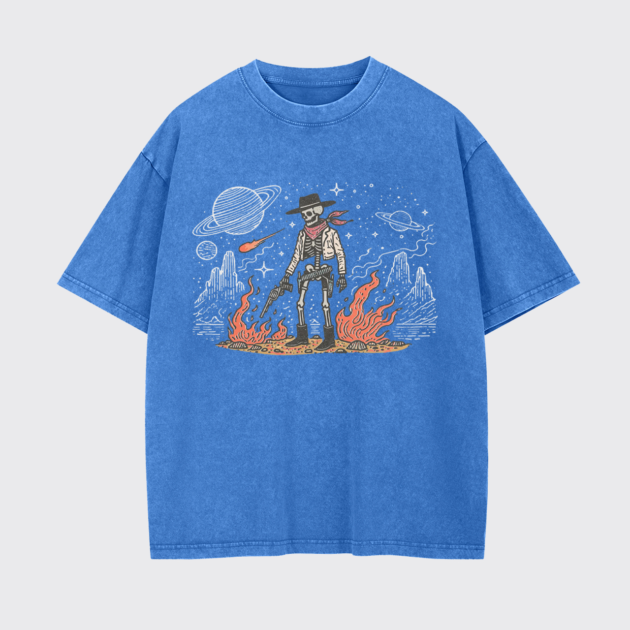 Cowboy Skeleton in Space Garment-dye Tees