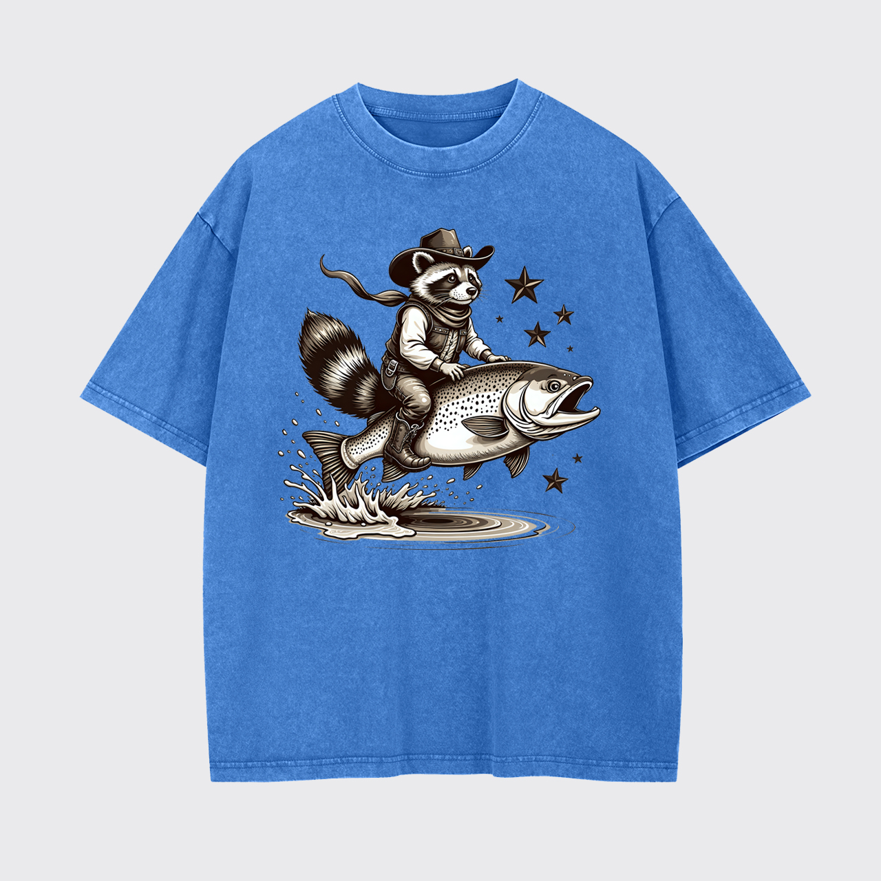 Funny Fisher Of Raccoon Cowboy Garment-dye Tees