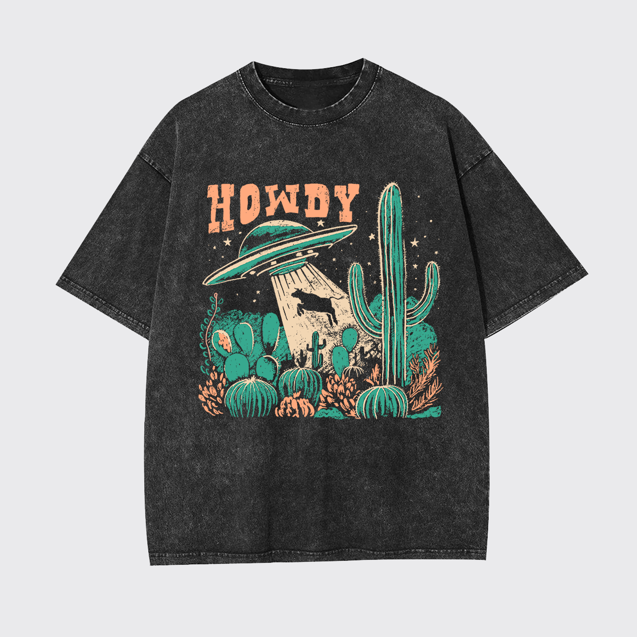Howdy,Cow Abduction Garment-dye Tees