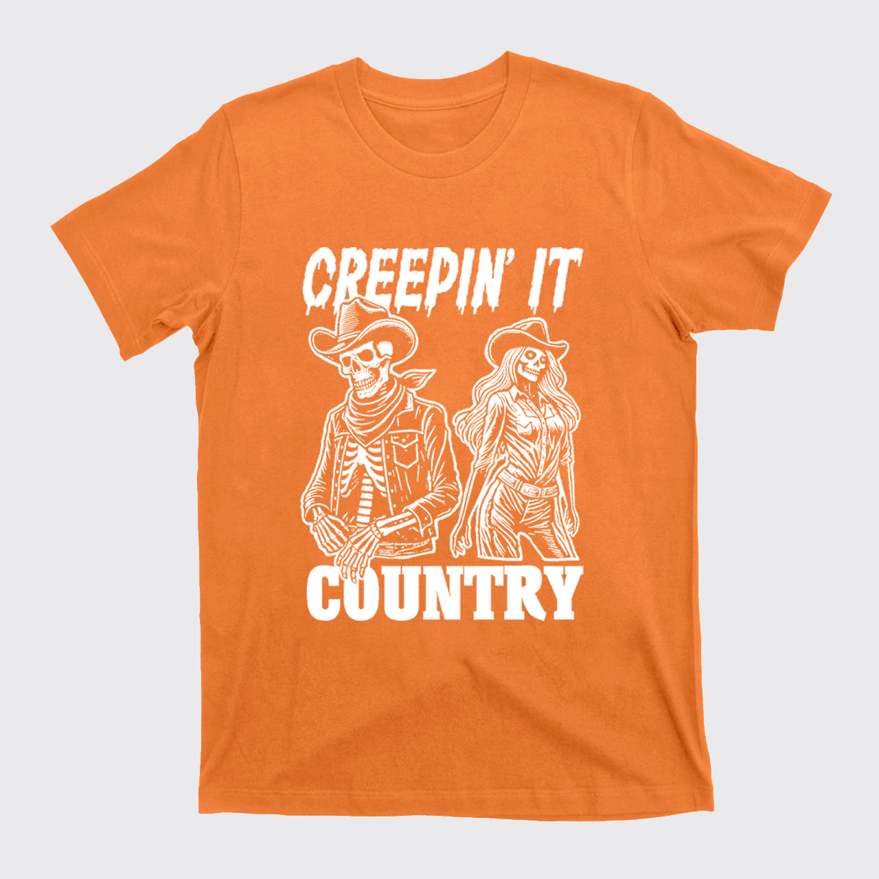 Creepin' It Cowboy Skeleton Cowgirl Ghost T-Shirts