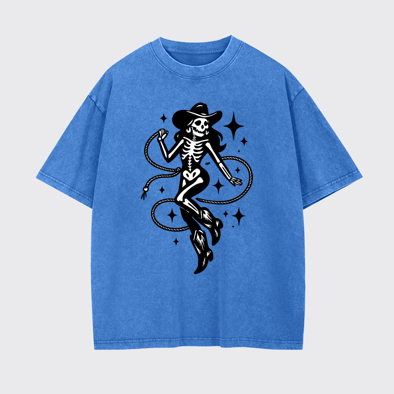 Halloween Skeleton Cowgirl Garment-dye Tees