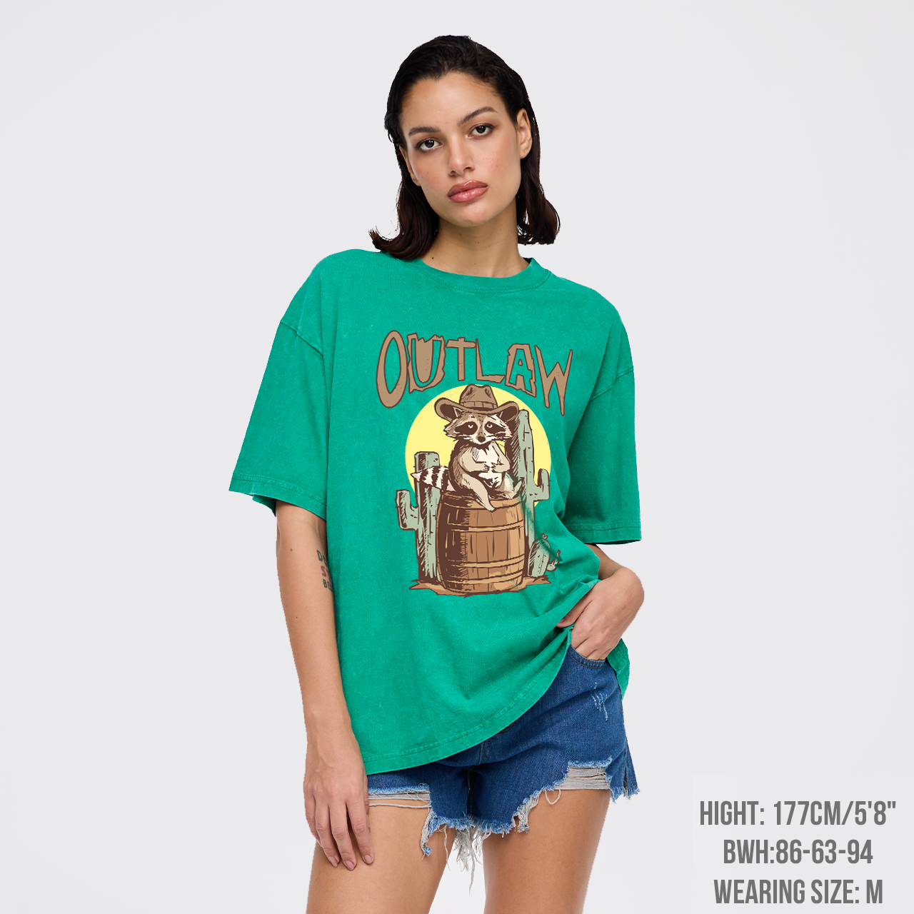 Retro Outlaw Raccoon Cowboy Garment-dye Tees