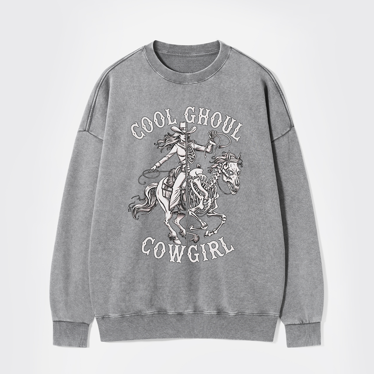 Halloween Cool Ghoul Cowgirl Washed Sweatshirts