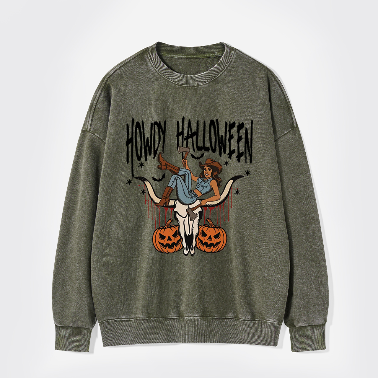 Howdy Halloween Cowgirl Washed Sweatshirts