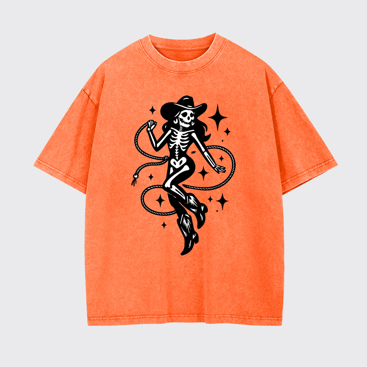 Halloween Skeleton Cowgirl Garment-dye Tees