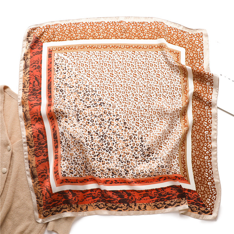 Color Block Brown Leopard Print Bandana