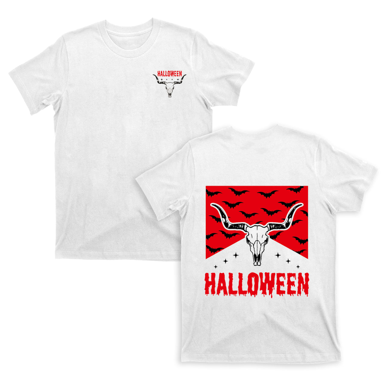 Halloween bat Cowboy double sided printing T-Shirts