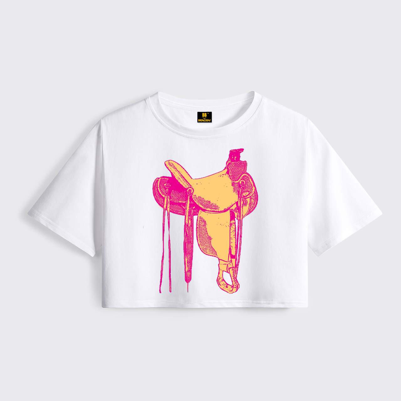 Western Pink Saddle Cropped Boxy Tee