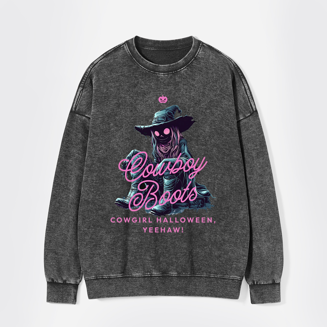 Spooky Western Cowgirl Halloween Washed Sweatshirts