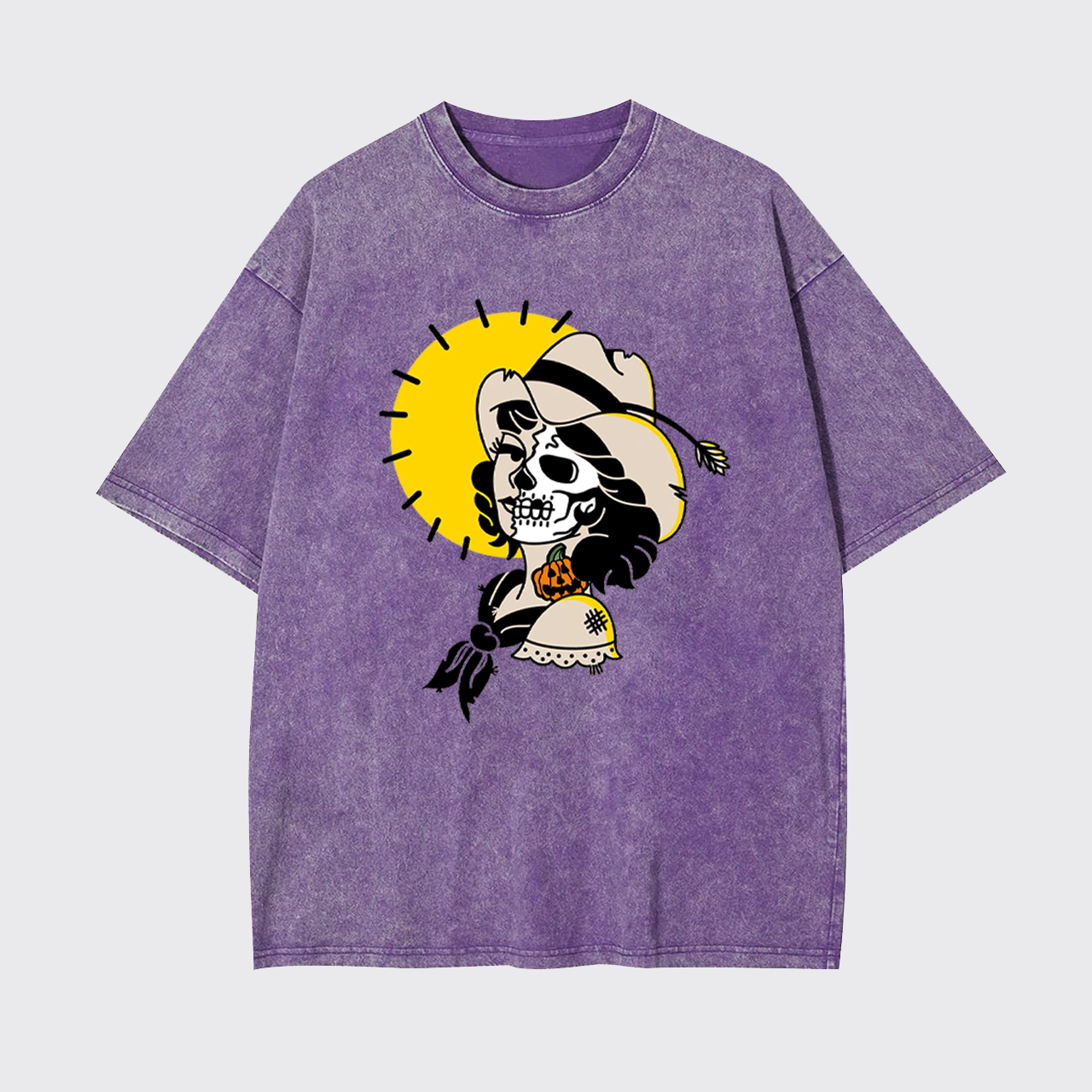Halloween Skull Cowgirl Garment-dye Tees