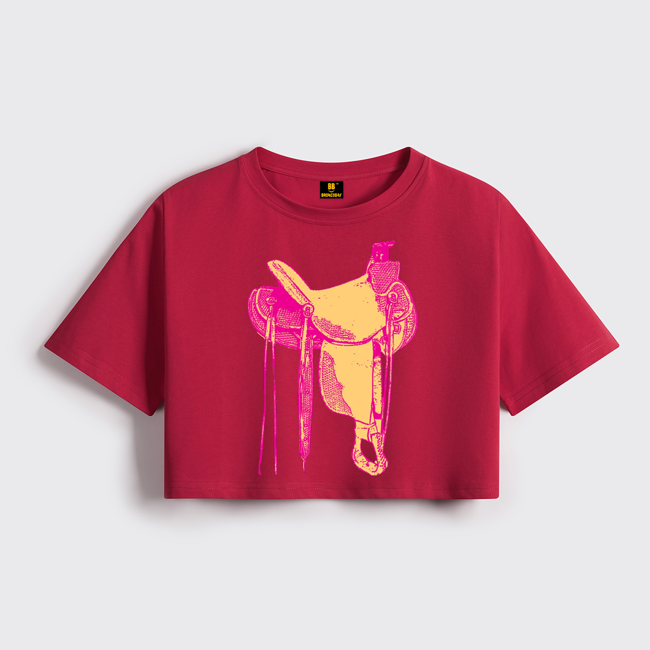 Western Pink Saddle Cropped Boxy Tee