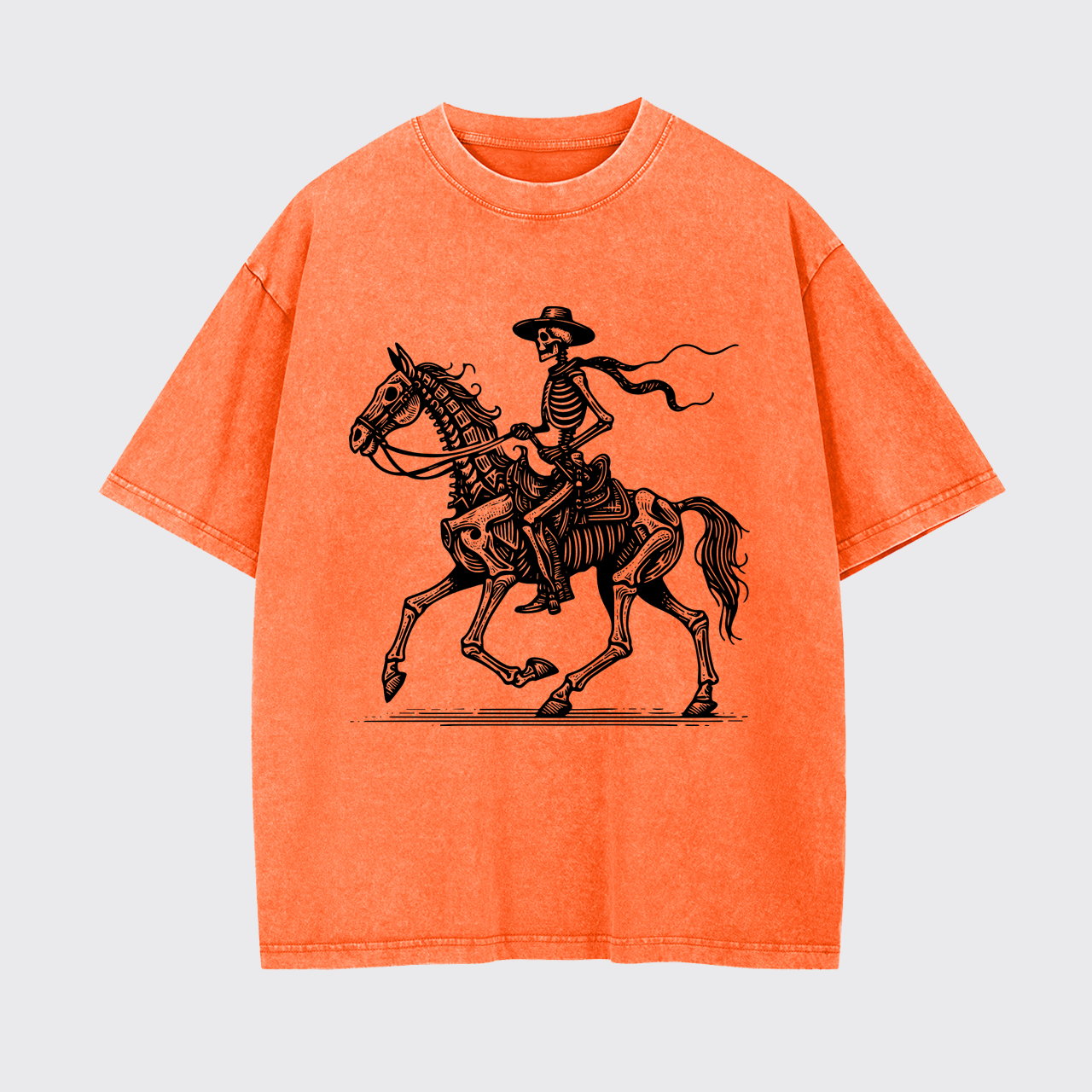 Classic Skeleton Cowboy on Horseback Garment-dye Tees