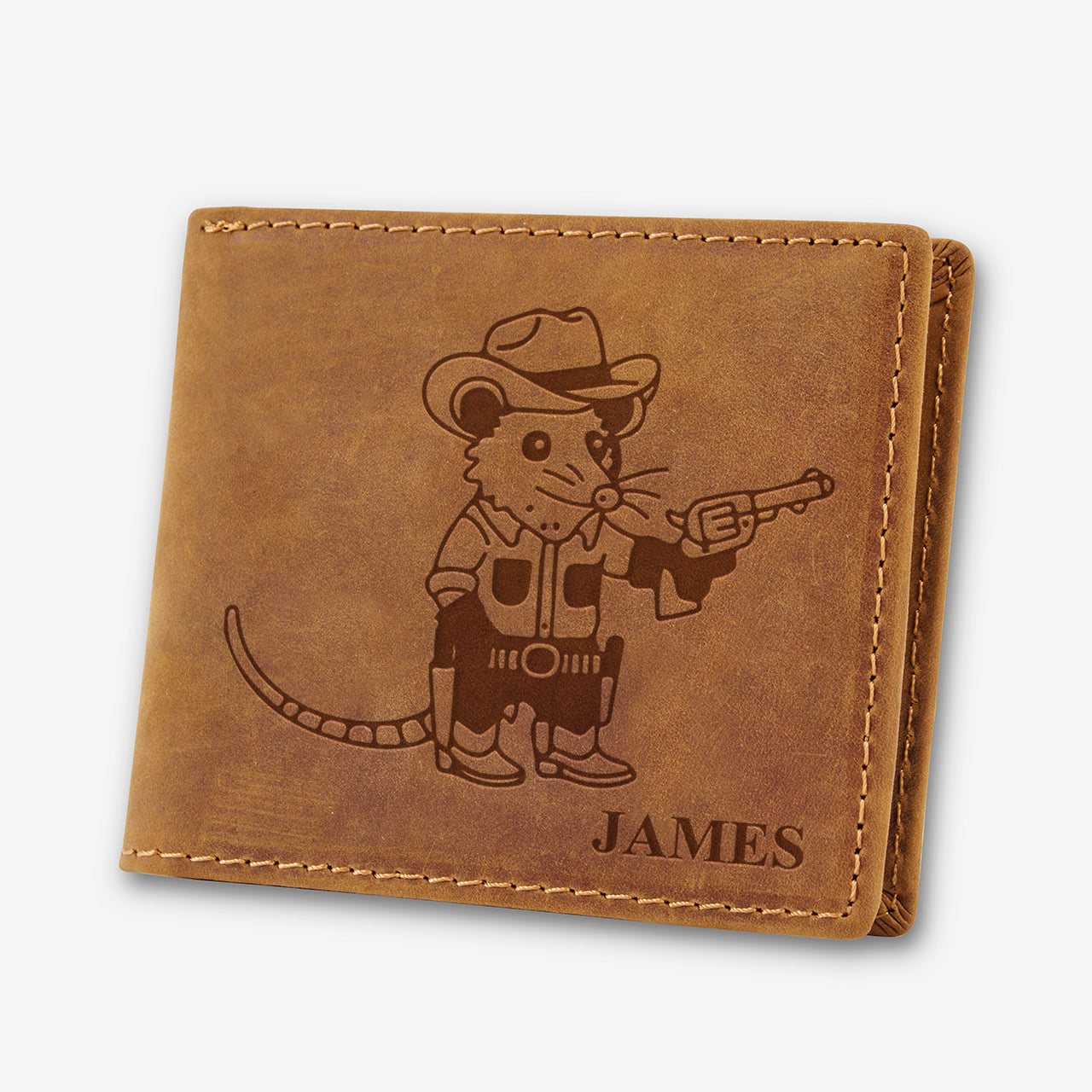 Personalized Vintage Leather Wallet_Opossum