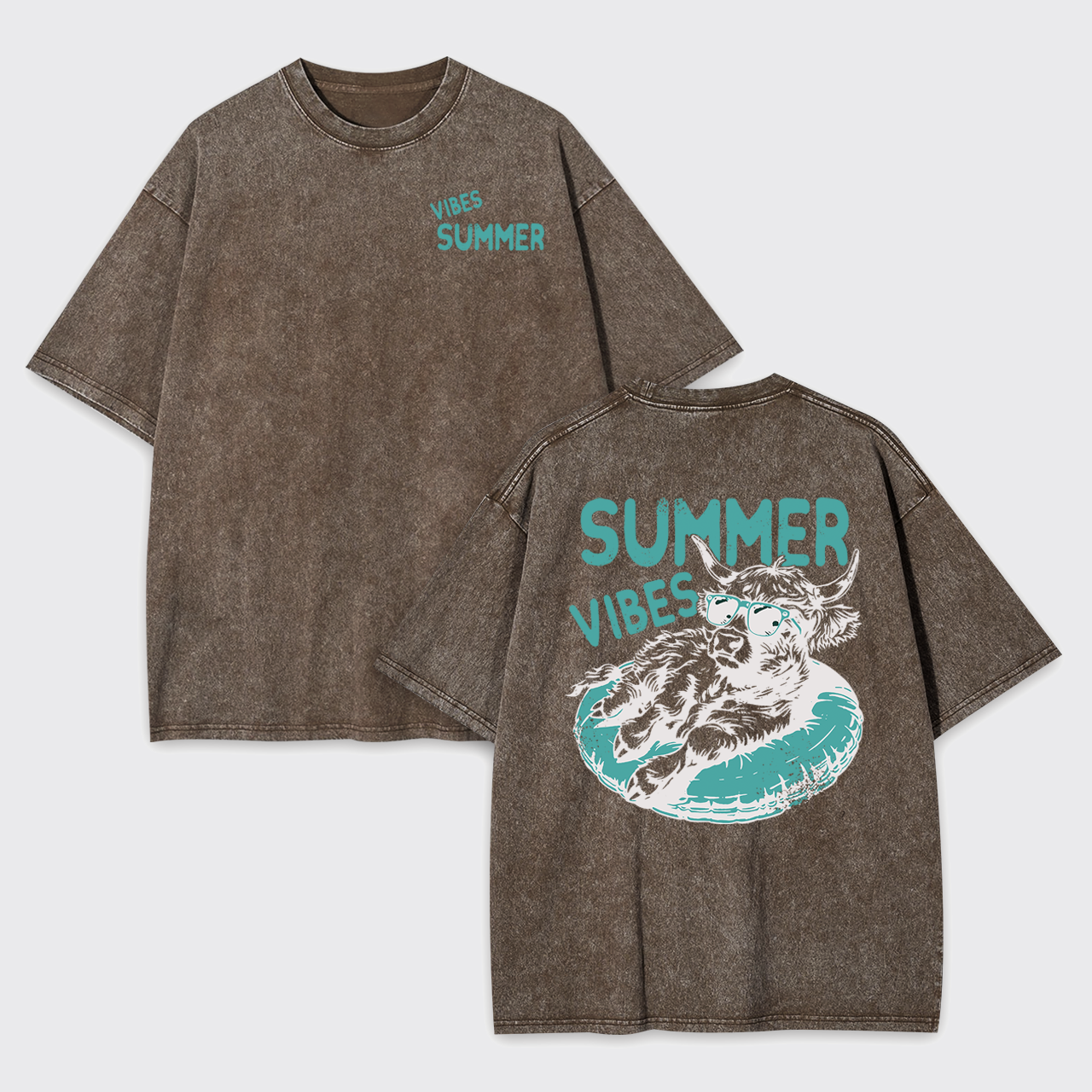 Summer Vibes With Highland Cow Garment-dye Tees