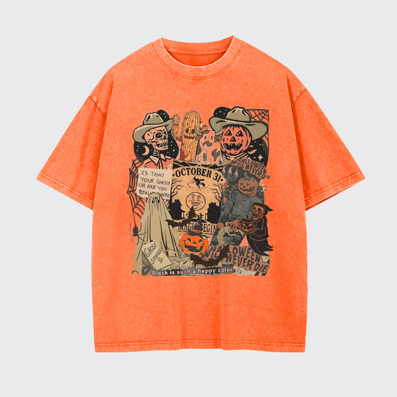 Western Halloween Spooky Skull  Garment-dye Tees