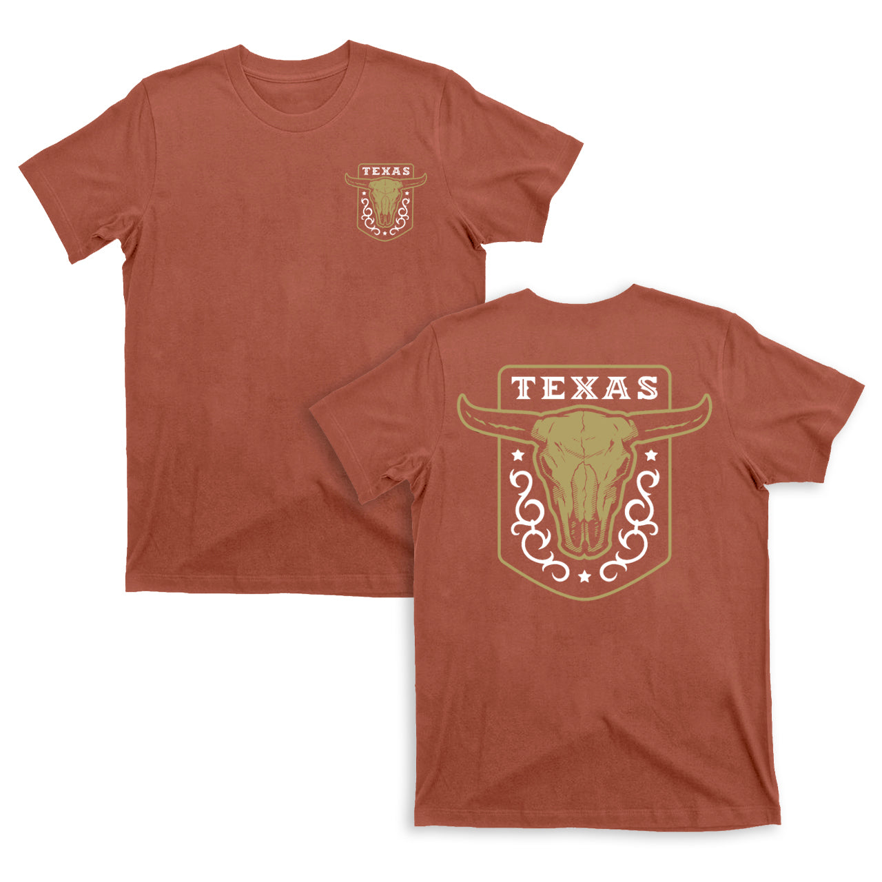 Texas Vintage Emblem With Bull Skull On a Dark T-Shirt